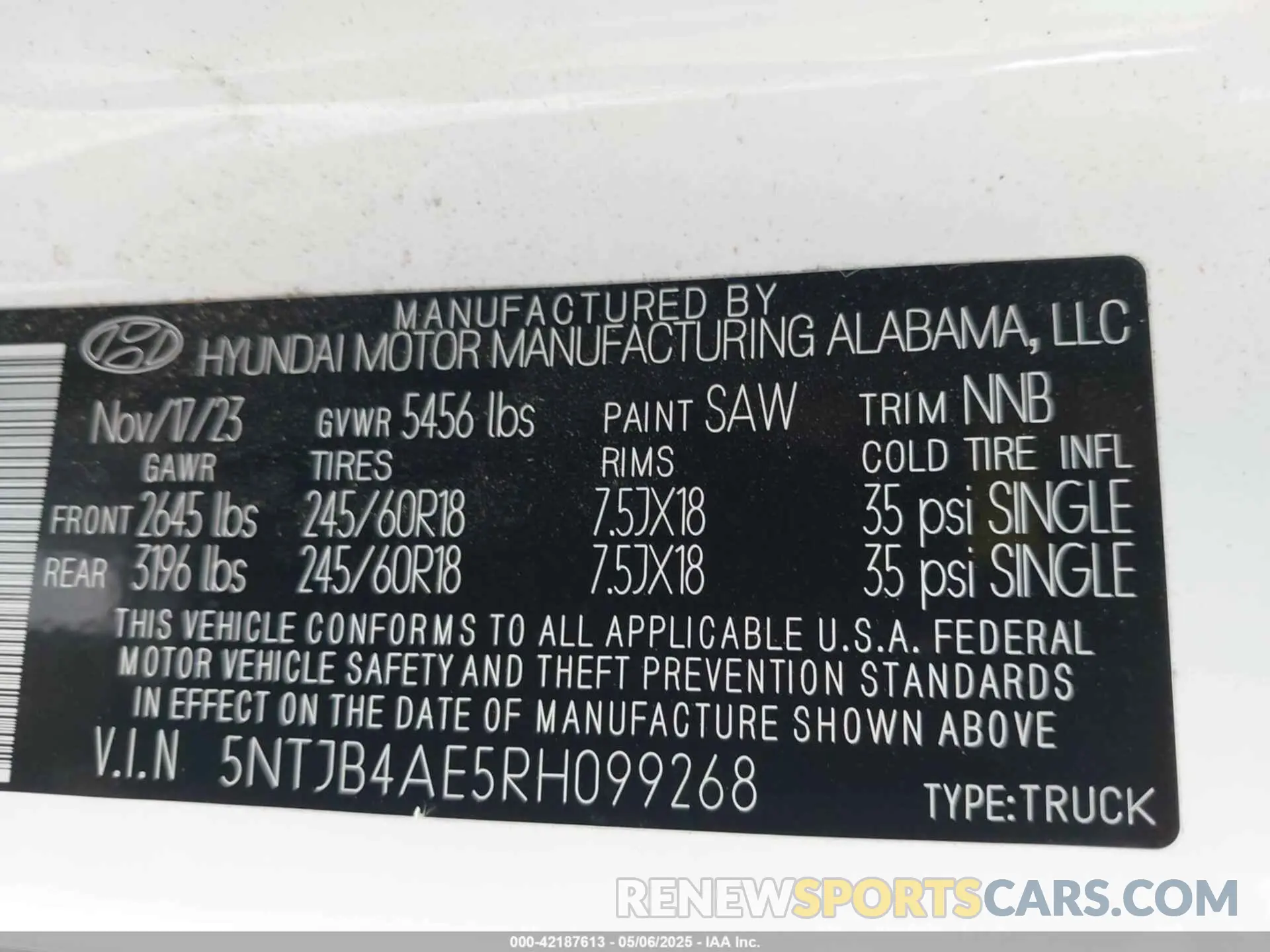 9 Фотография поврежденного автомобиля 5NTJB4AE5RH099268 HYUNDAI SANTA CRUZ 2024
