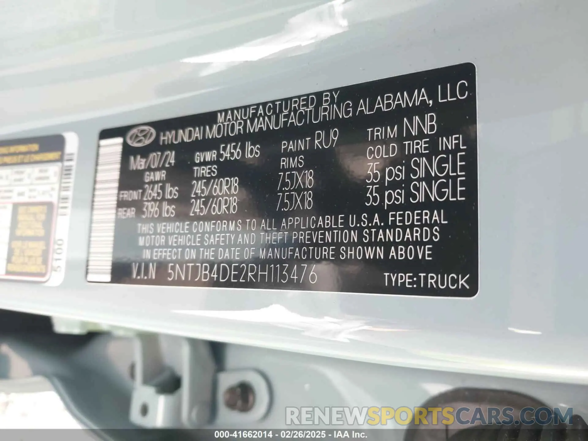 9 Фотография поврежденного автомобиля 5NTJB4DE2RH113476 HYUNDAI SANTA CRUZ 2024