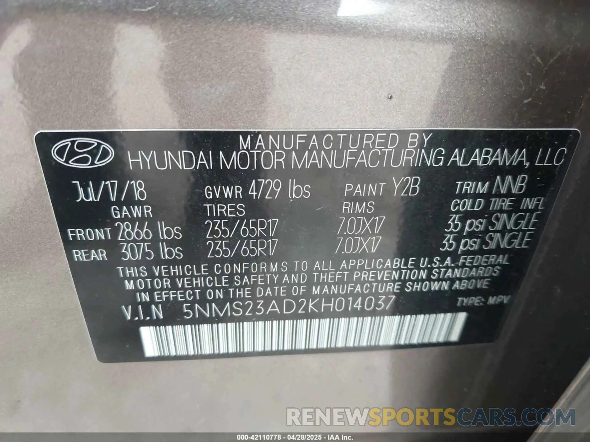 9 Photograph of a damaged car 5NMS23AD2KH014037 HYUNDAI SANTA FE 2019
