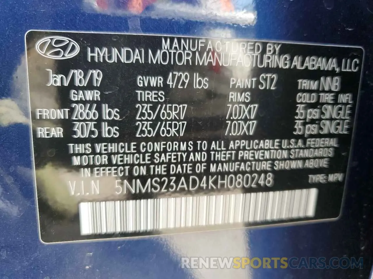 15 Photograph of a damaged car 5NMS23AD4KH080248 HYUNDAI SANTA FE 2019