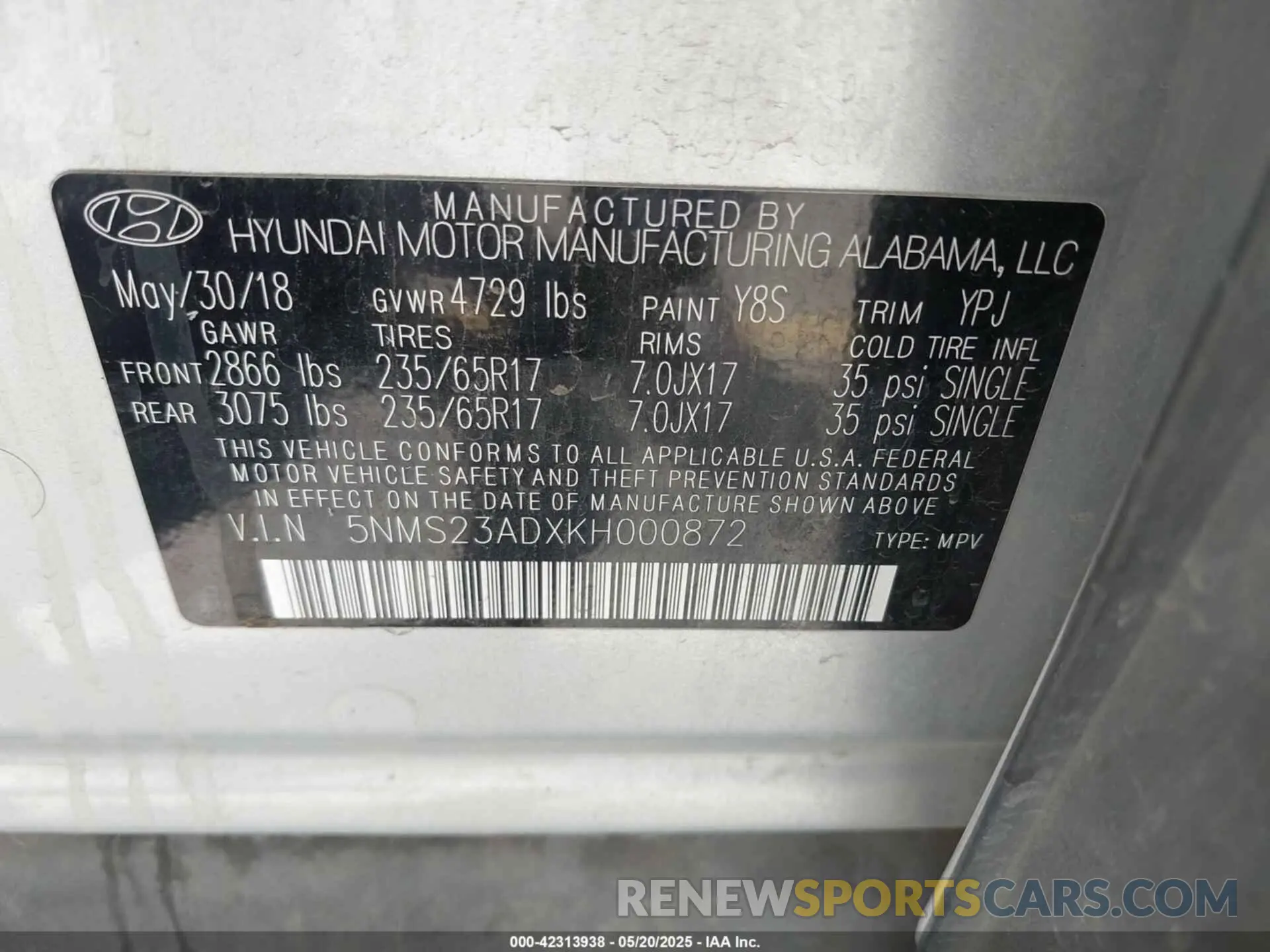 9 Photograph of a damaged car 5NMS23ADXKH000872 HYUNDAI SANTA FE 2019