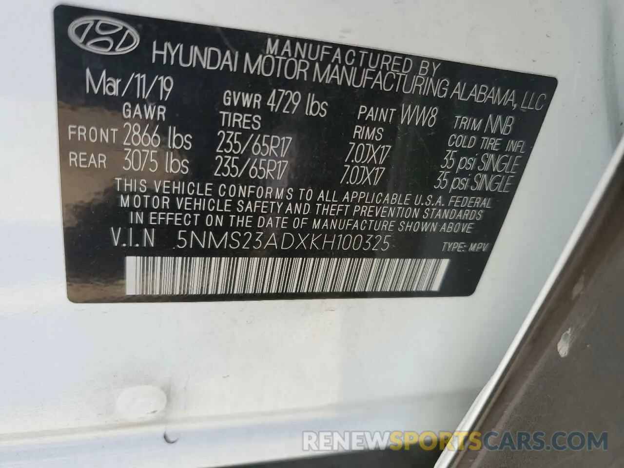 13 Photograph of a damaged car 5NMS23ADXKH100325 HYUNDAI SANTA FE 2019