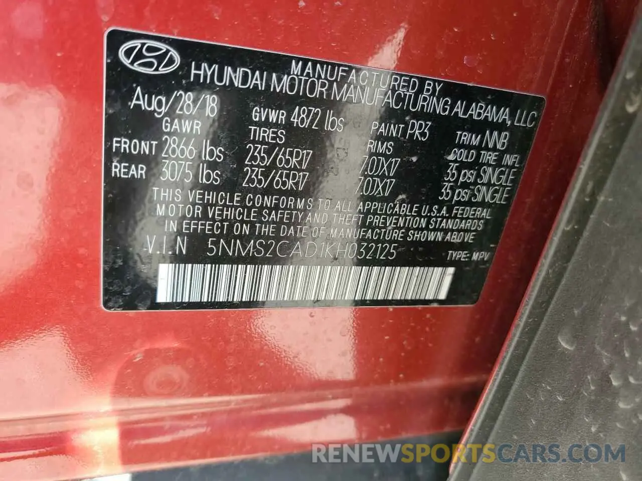 15 Фотография поврежденного автомобиля 5NMS2CAD1KH032125 HYUNDAI SANTA FE 2019