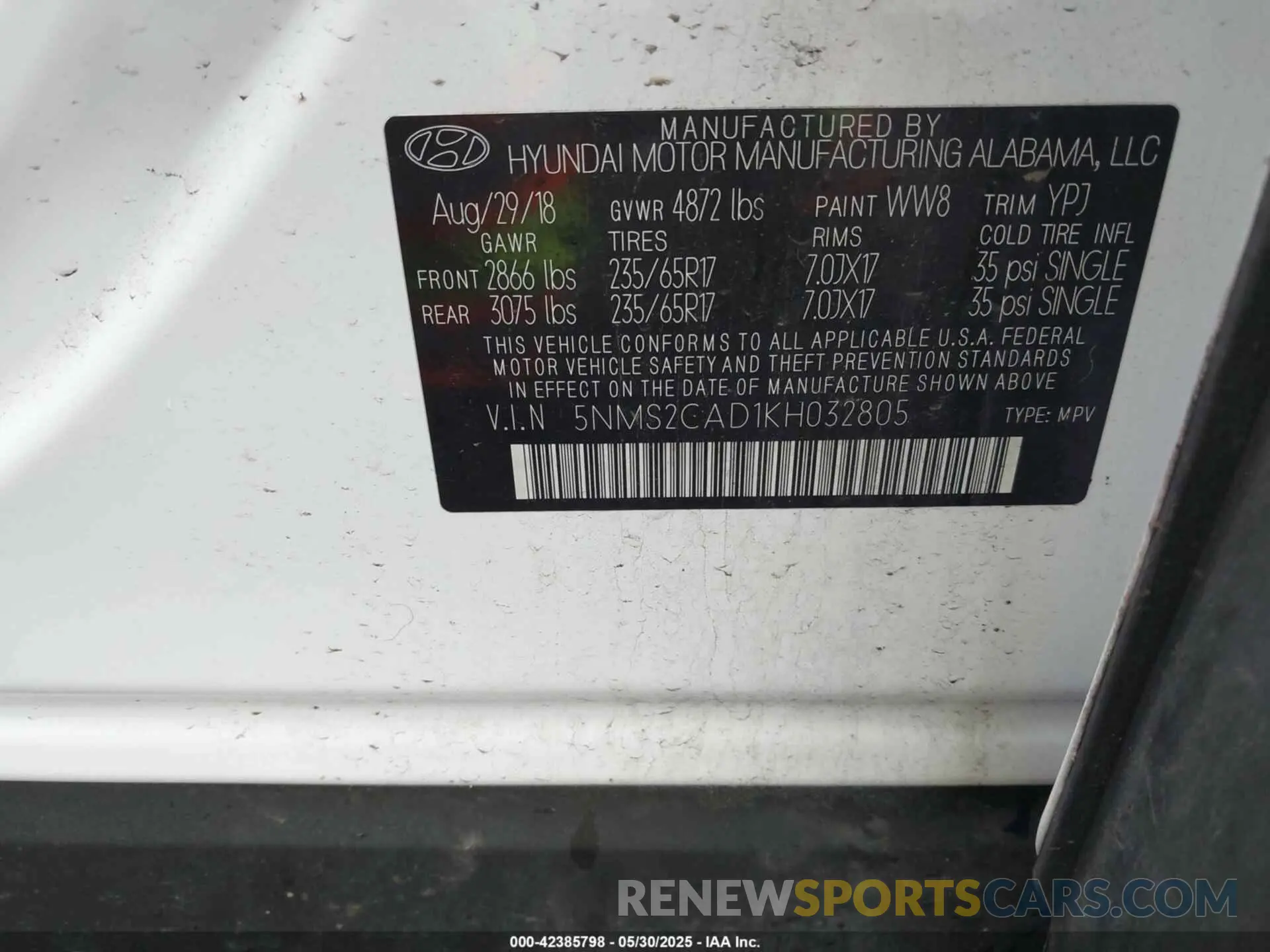 9 Фотография поврежденного автомобиля 5NMS2CAD1KH032805 HYUNDAI SANTA FE 2019