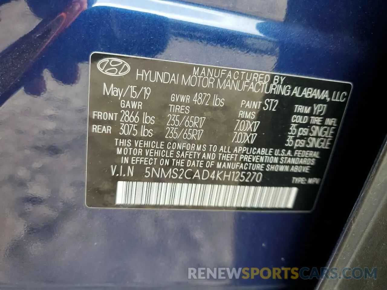13 Photograph of a damaged car 5NMS2CAD4KH125270 HYUNDAI SANTA FE 2019