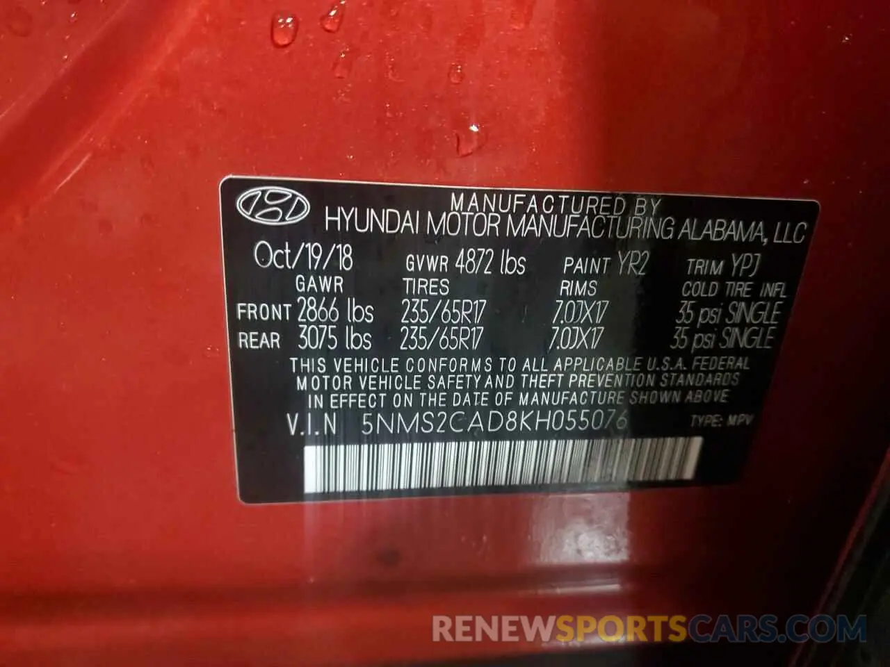 14 Фотография поврежденного автомобиля 5NMS2CAD8KH055076 HYUNDAI SANTA FE 2019