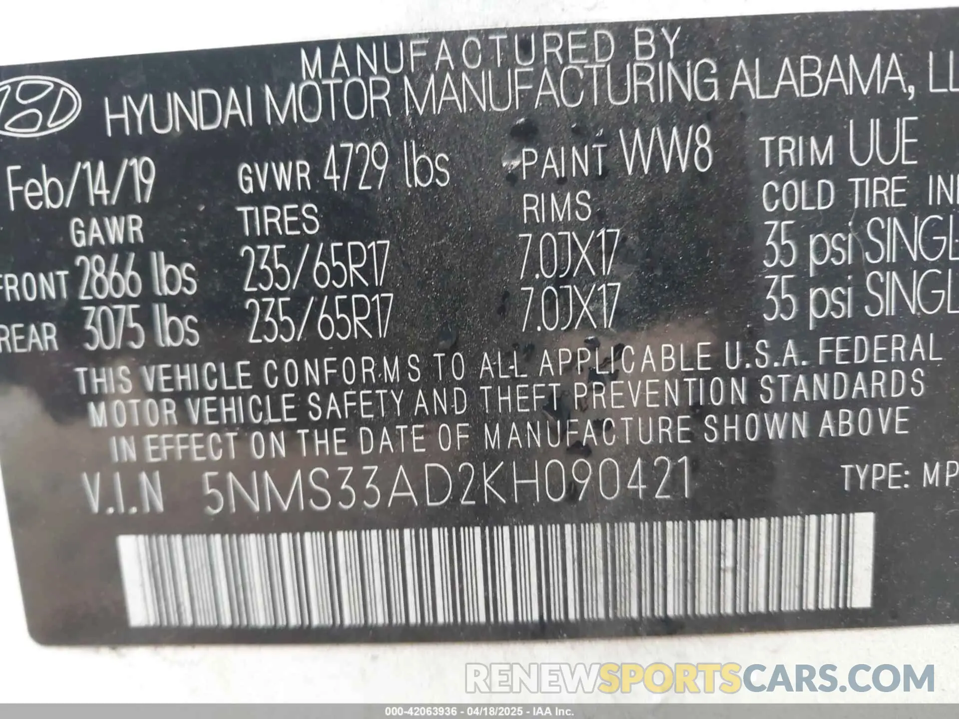9 Photograph of a damaged car 5NMS33AD2KH090421 HYUNDAI SANTA FE 2019