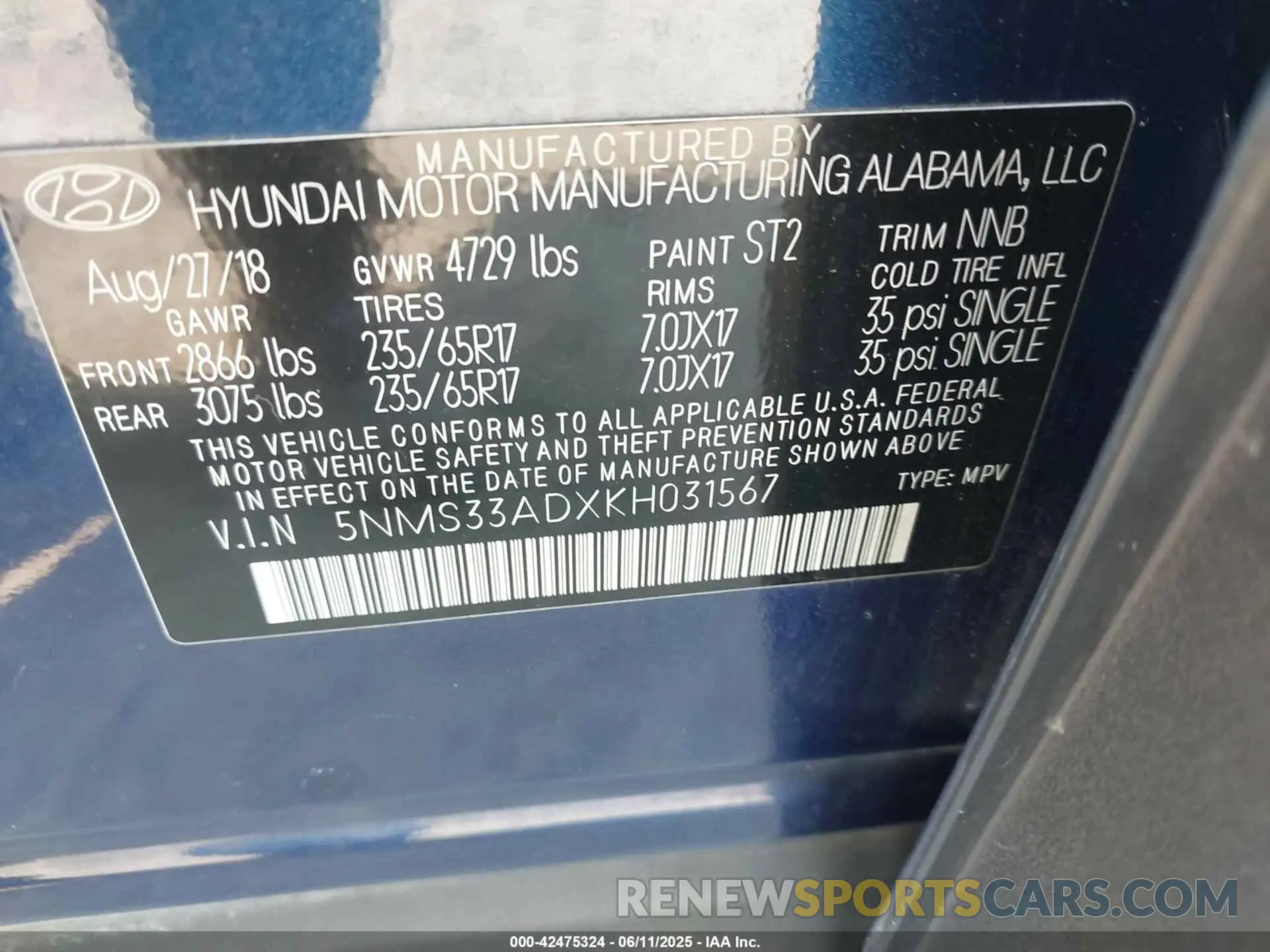 9 Photograph of a damaged car 5NMS33ADXKH031567 HYUNDAI SANTA FE 2019