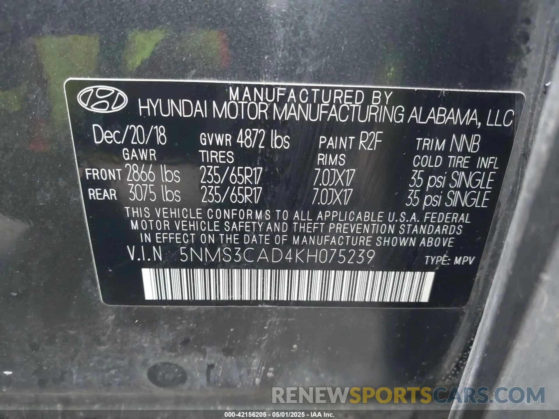 9 Photograph of a damaged car 5NMS3CAD4KH075239 HYUNDAI SANTA FE 2019