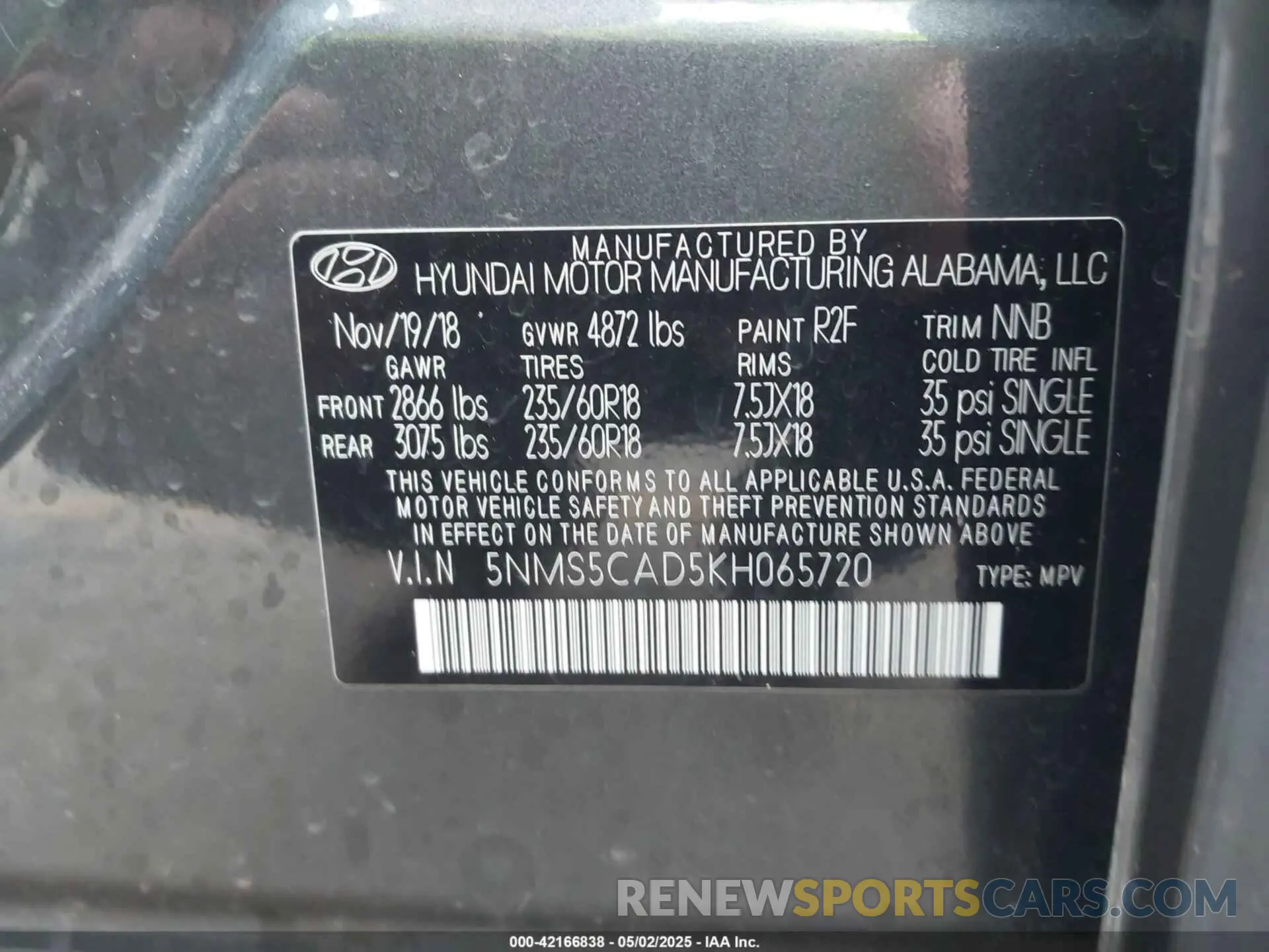 9 Фотография поврежденного автомобиля 5NMS5CAD5KH065720 HYUNDAI SANTA FE 2019