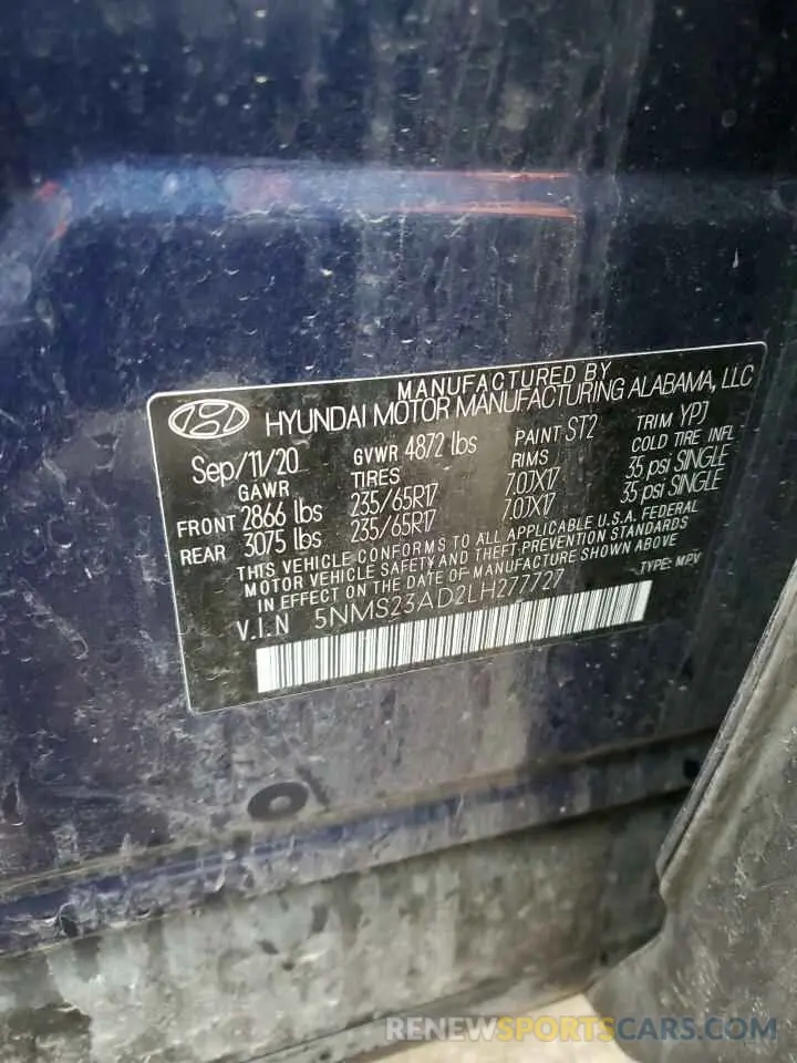 12 Photograph of a damaged car 5NMS23AD2LH277727 HYUNDAI SANTA FE 2020