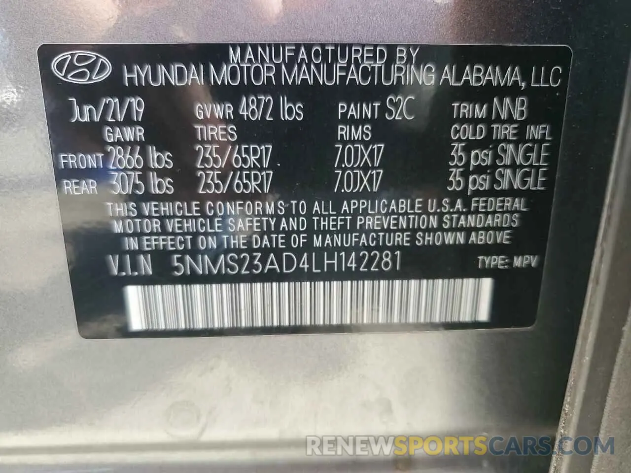 13 Photograph of a damaged car 5NMS23AD4LH142281 HYUNDAI SANTA FE 2020