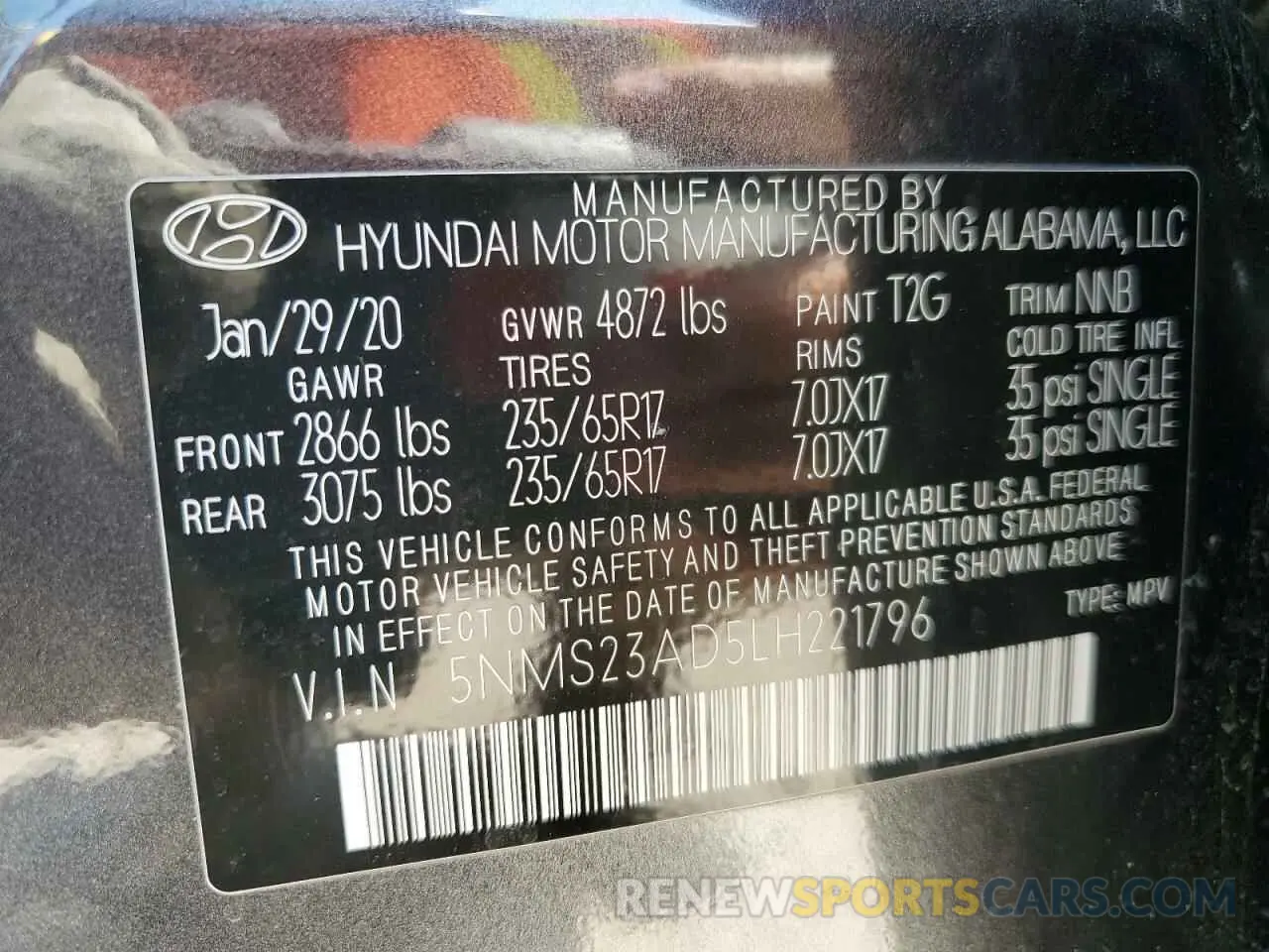 13 Photograph of a damaged car 5NMS23AD5LH221796 HYUNDAI SANTA FE 2020