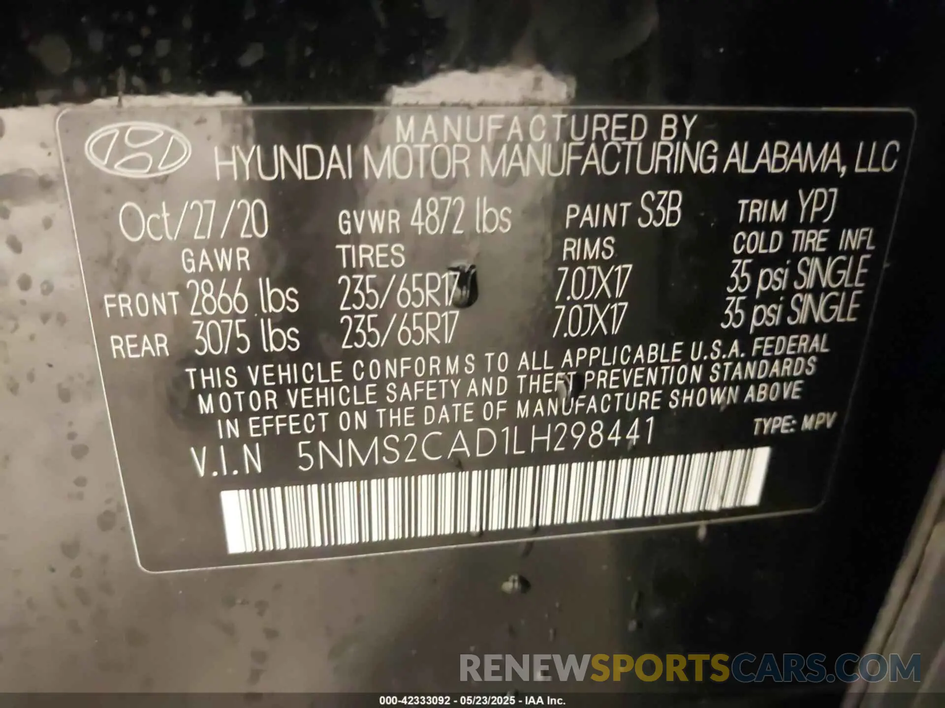 9 Photograph of a damaged car 5NMS2CAD1LH298441 HYUNDAI SANTA FE 2020