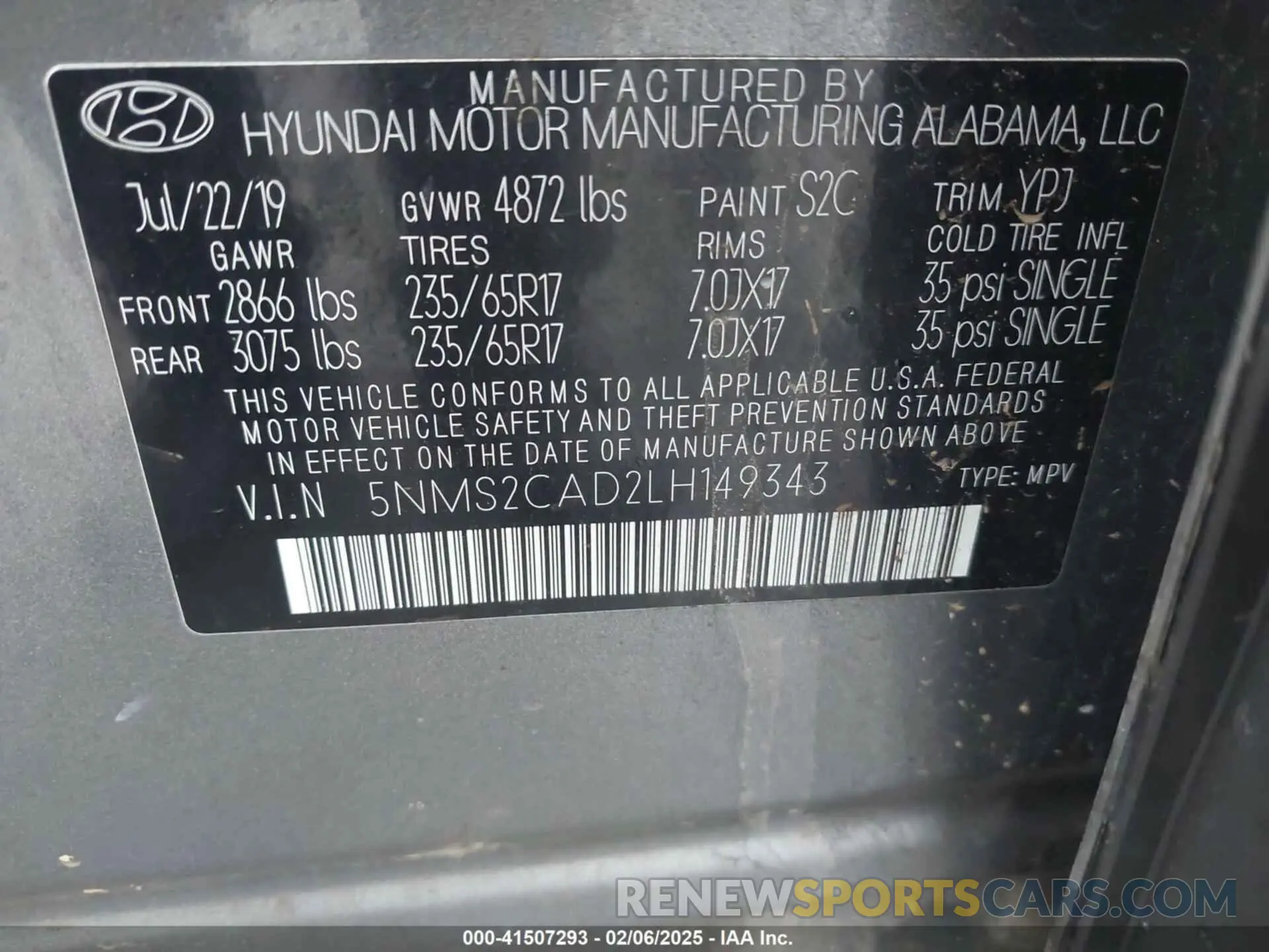 9 Фотография поврежденного автомобиля 5NMS2CAD2LH149343 HYUNDAI SANTA FE 2020