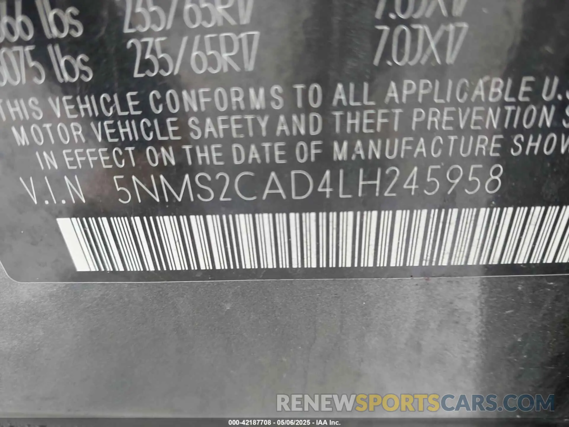 9 Фотография поврежденного автомобиля 5NMS2CAD4LH245958 HYUNDAI SANTA FE 2020