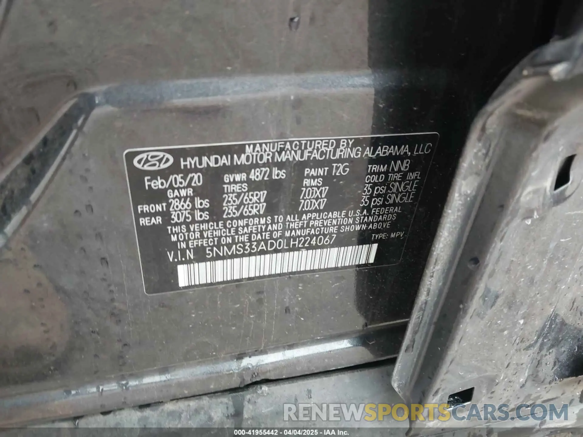 9 Фотография поврежденного автомобиля 5NMS33AD0LH224067 HYUNDAI SANTA FE 2020