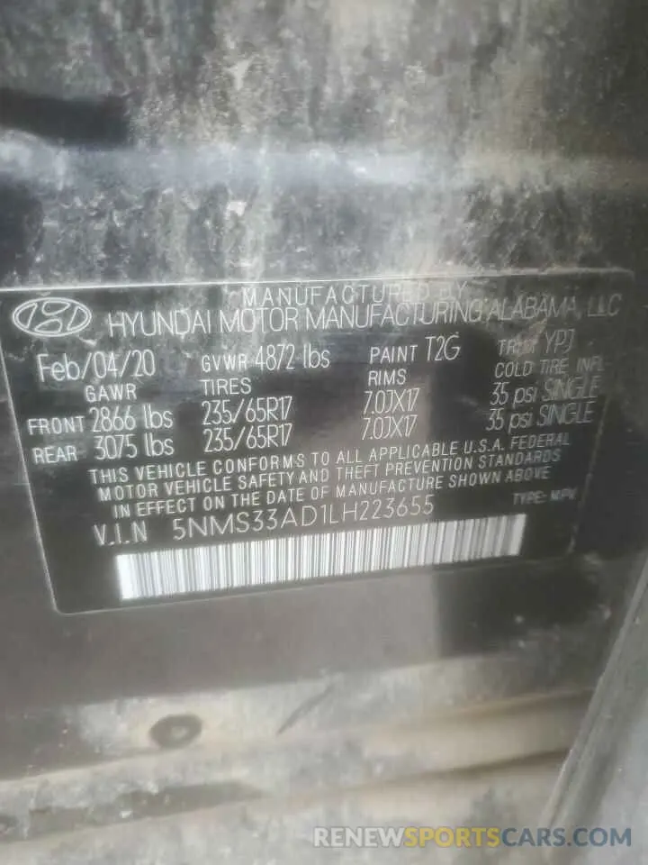 13 Photograph of a damaged car 5NMS33AD1LH223655 HYUNDAI SANTA FE 2020