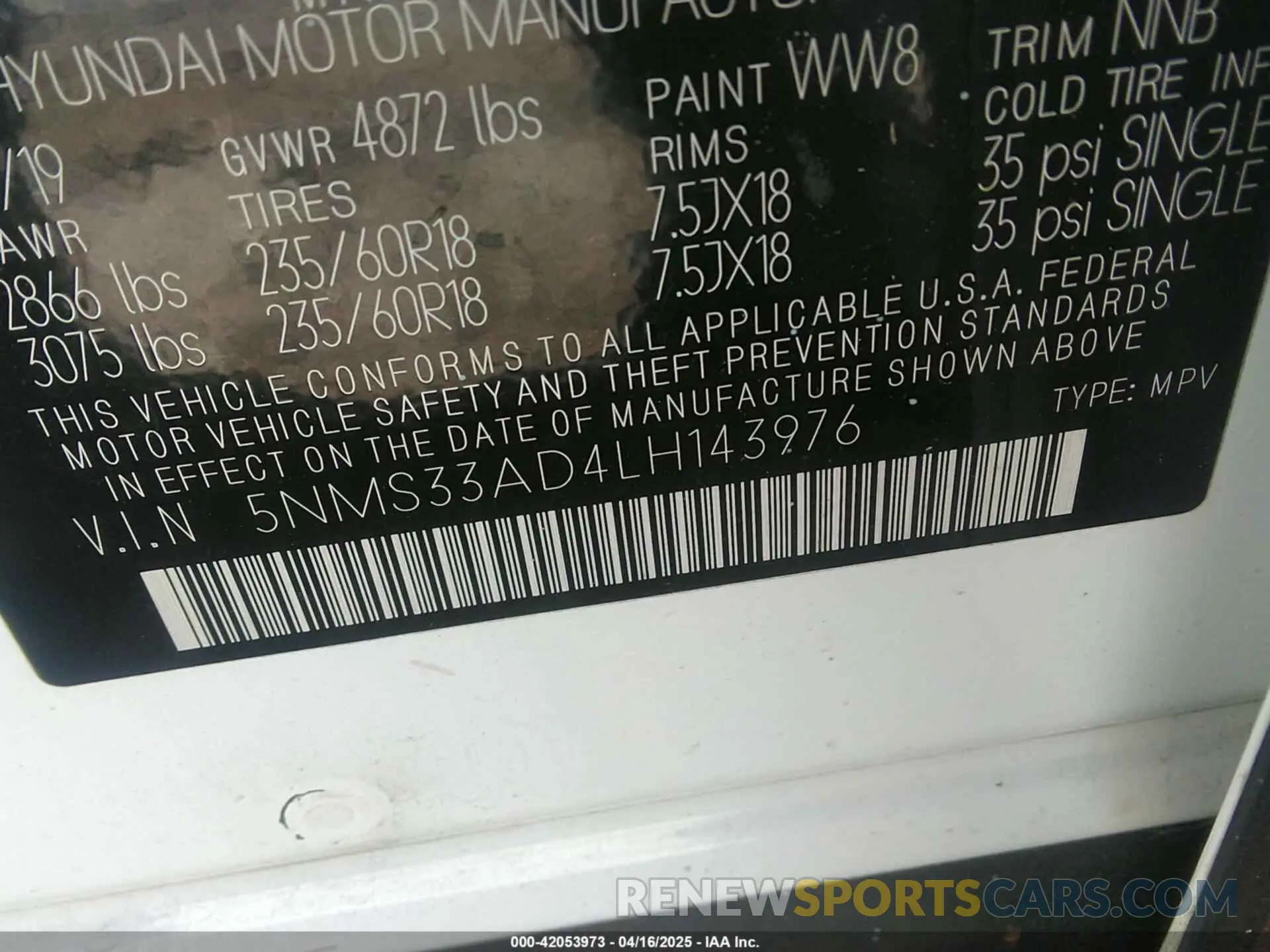 9 Фотография поврежденного автомобиля 5NMS33AD4LH143976 HYUNDAI SANTA FE 2020