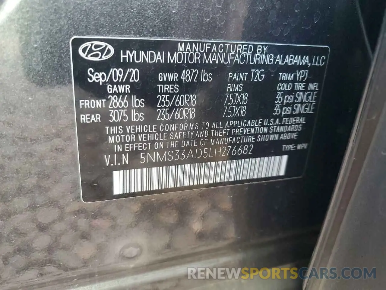 16 Фотография поврежденного автомобиля 5NMS33AD5LH276682 HYUNDAI SANTA FE 2020