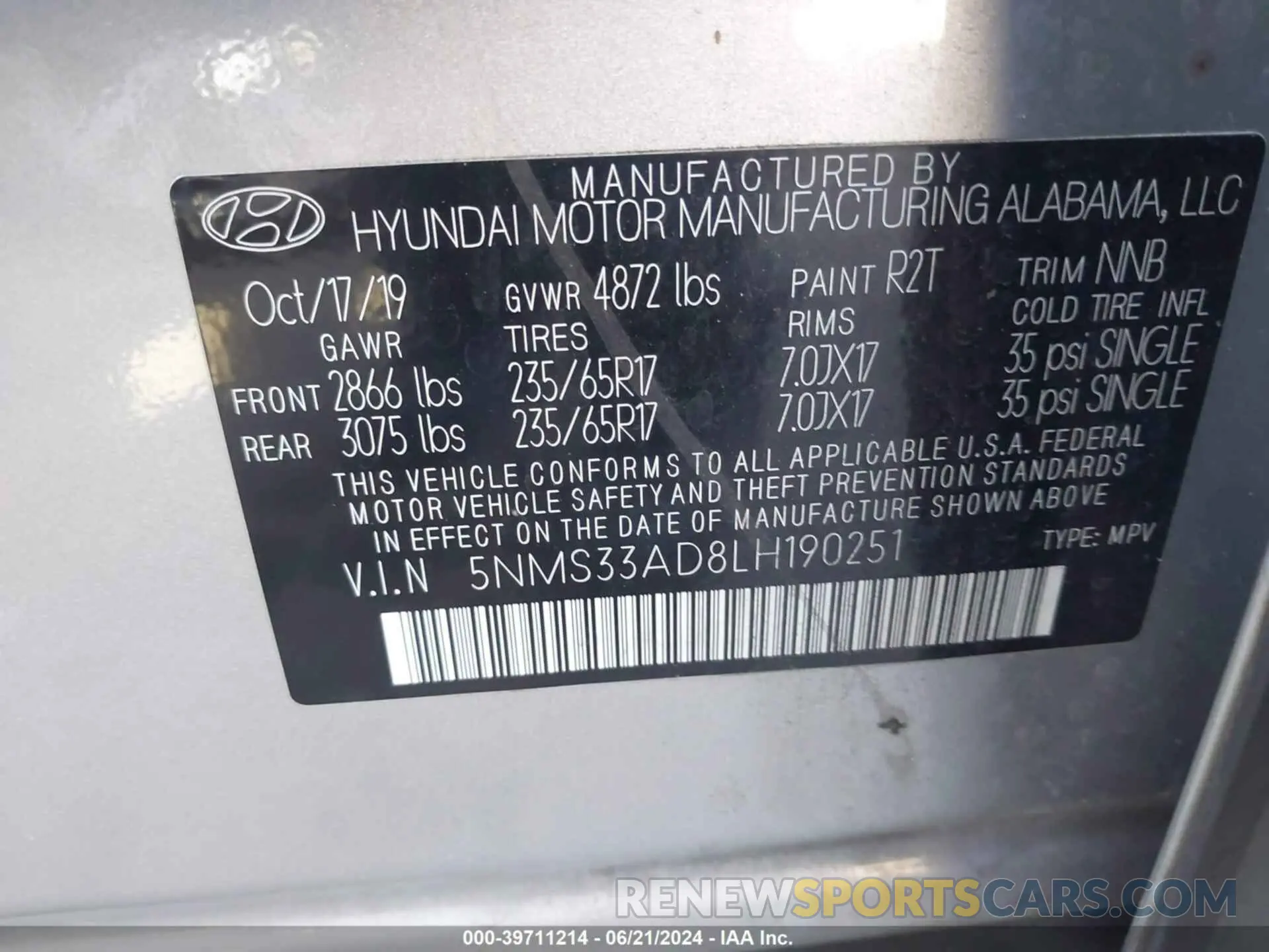 9 Photograph of a damaged car 5NMS33AD8LH190251 HYUNDAI SANTA FE 2020