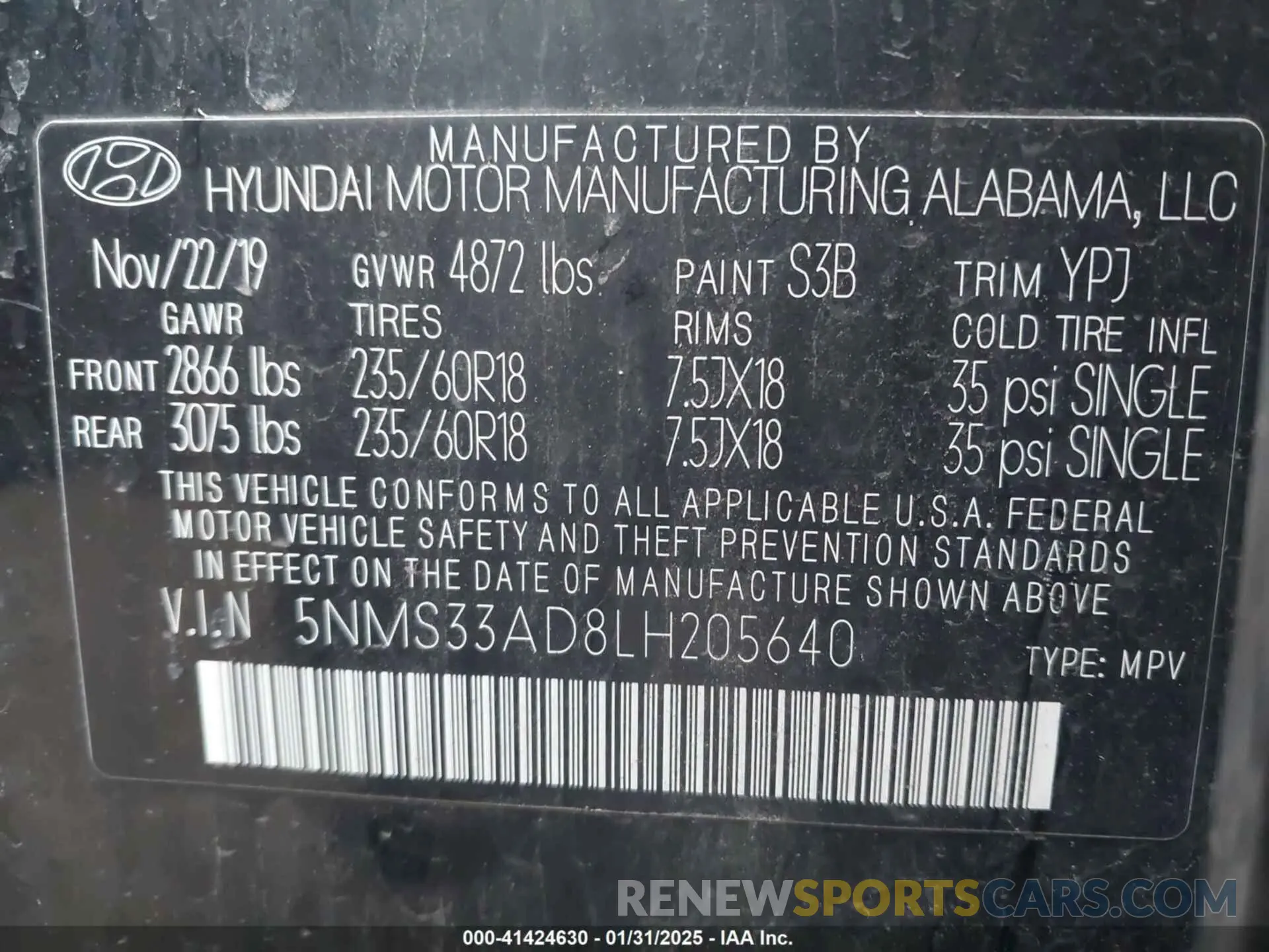 9 Photograph of a damaged car 5NMS33AD8LH205640 HYUNDAI SANTA FE 2020