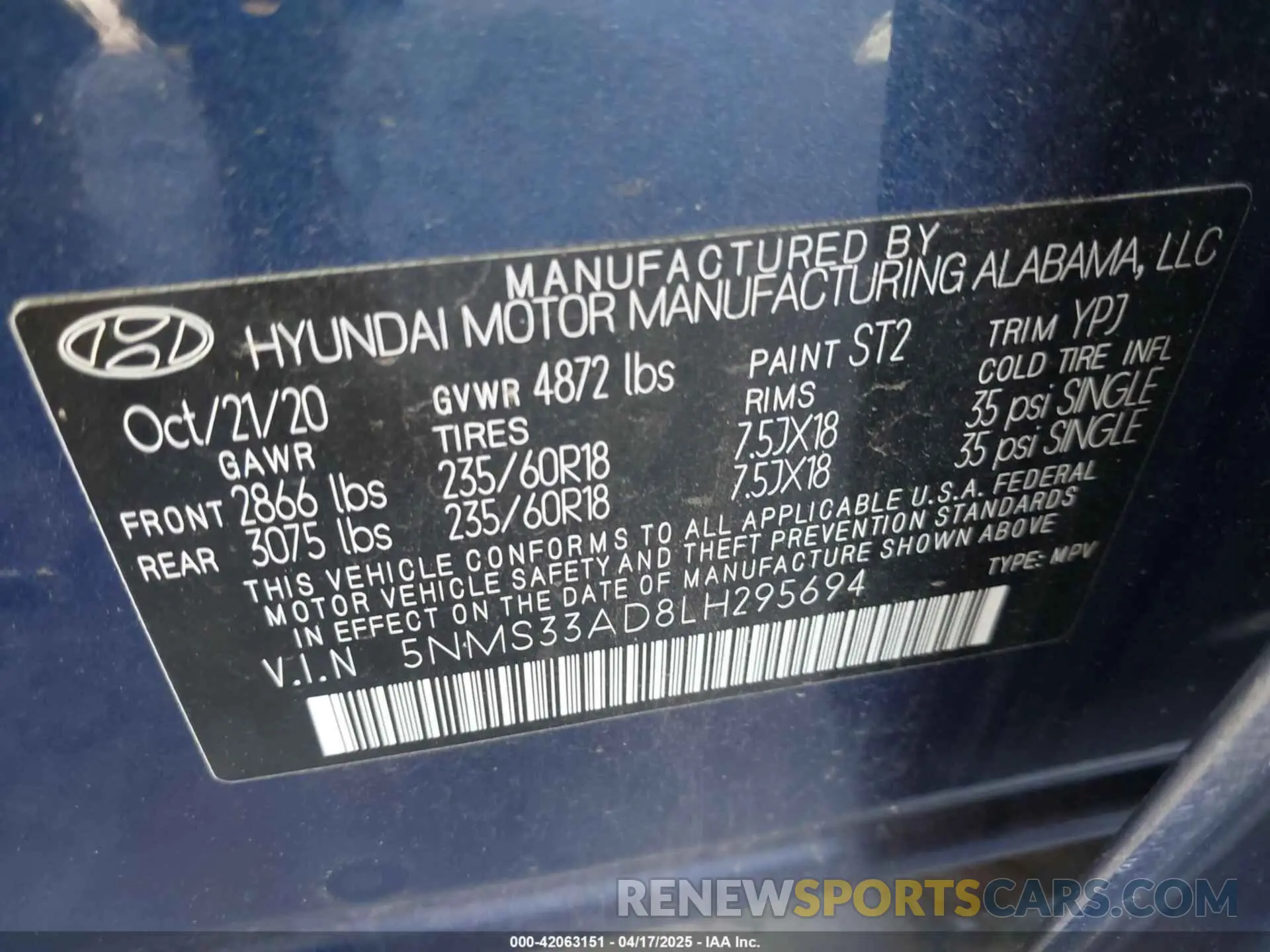 9 Фотография поврежденного автомобиля 5NMS33AD8LH295694 HYUNDAI SANTA FE 2020