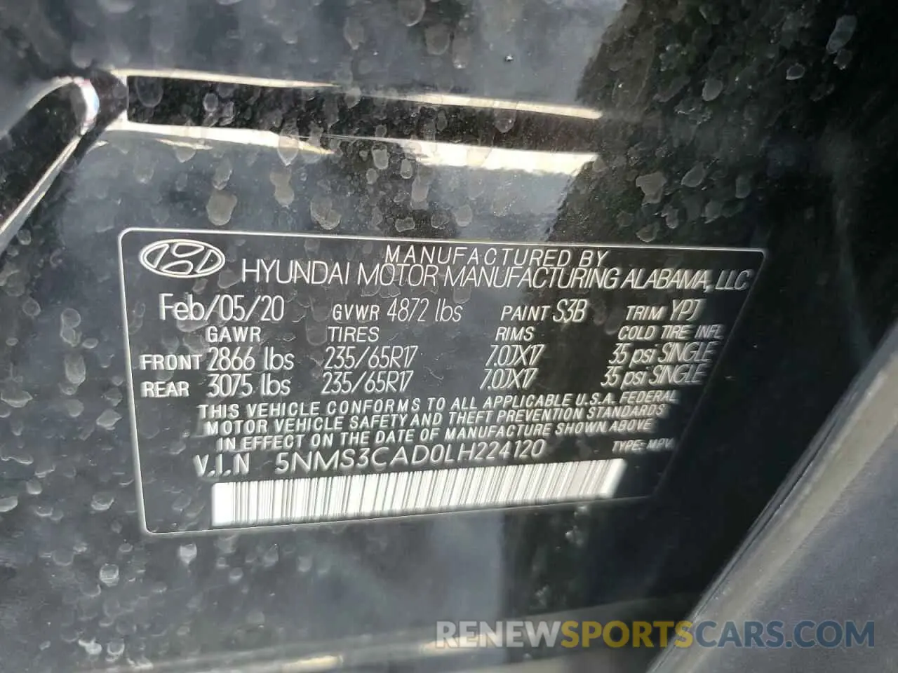 13 Фотография поврежденного автомобиля 5NMS3CAD0LH224120 HYUNDAI SANTA FE 2020