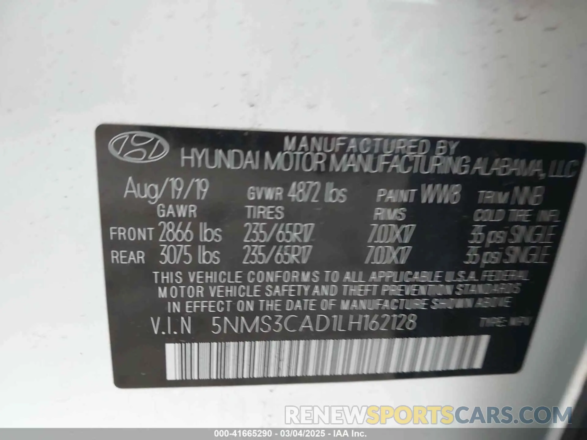 9 Photograph of a damaged car 5NMS3CAD1LH162128 HYUNDAI SANTA FE 2020