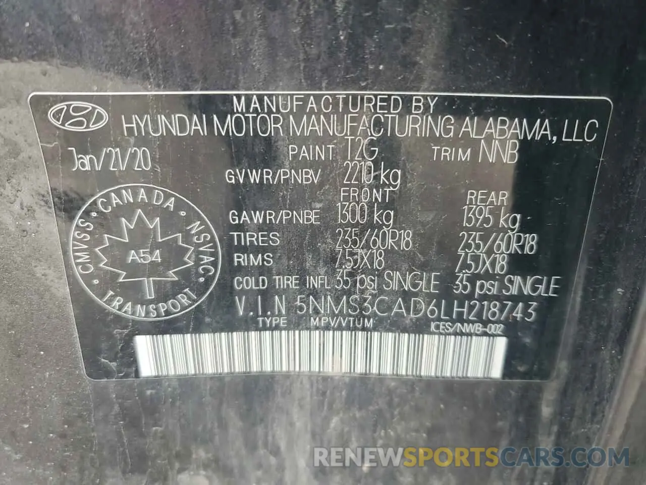 14 Фотография поврежденного автомобиля 5NMS3CAD6LH218743 HYUNDAI SANTA FE 2020