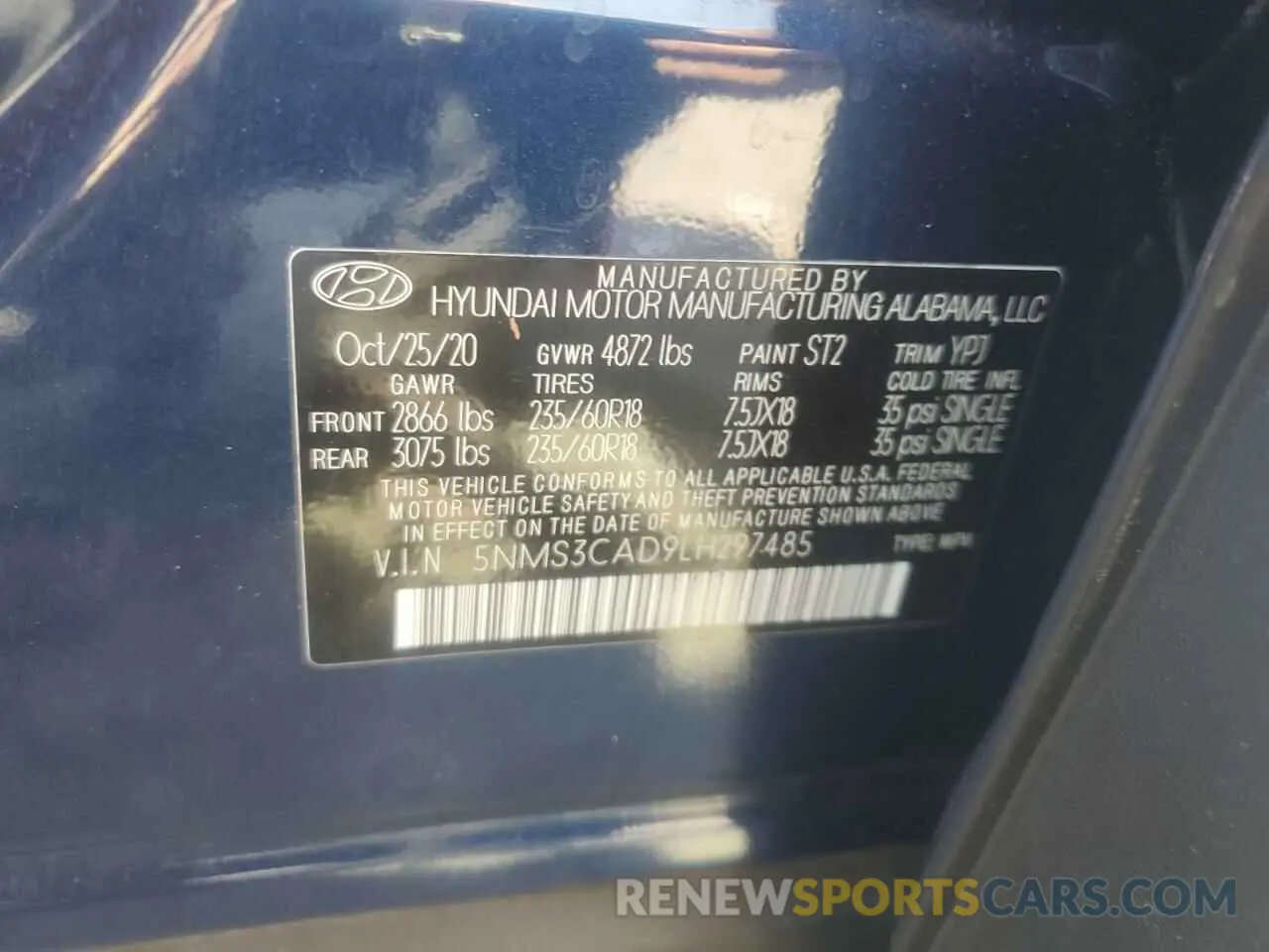 13 Фотография поврежденного автомобиля 5NMS3CAD9LH297485 HYUNDAI SANTA FE 2020