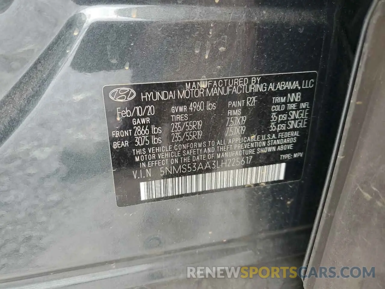 13 Photograph of a damaged car 5NMS53AA3LH225617 HYUNDAI SANTA FE 2020