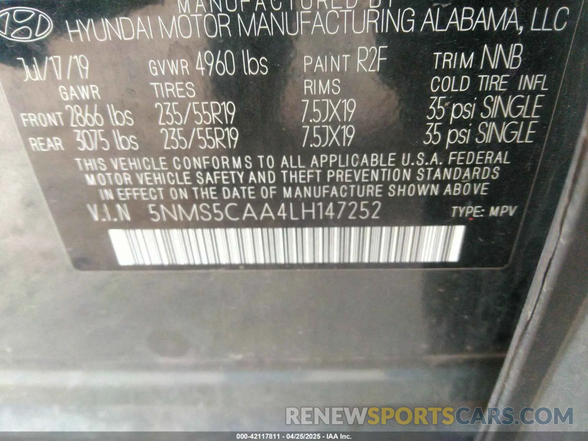 9 Photograph of a damaged car 5NMS5CAA4LH147252 HYUNDAI SANTA FE 2020