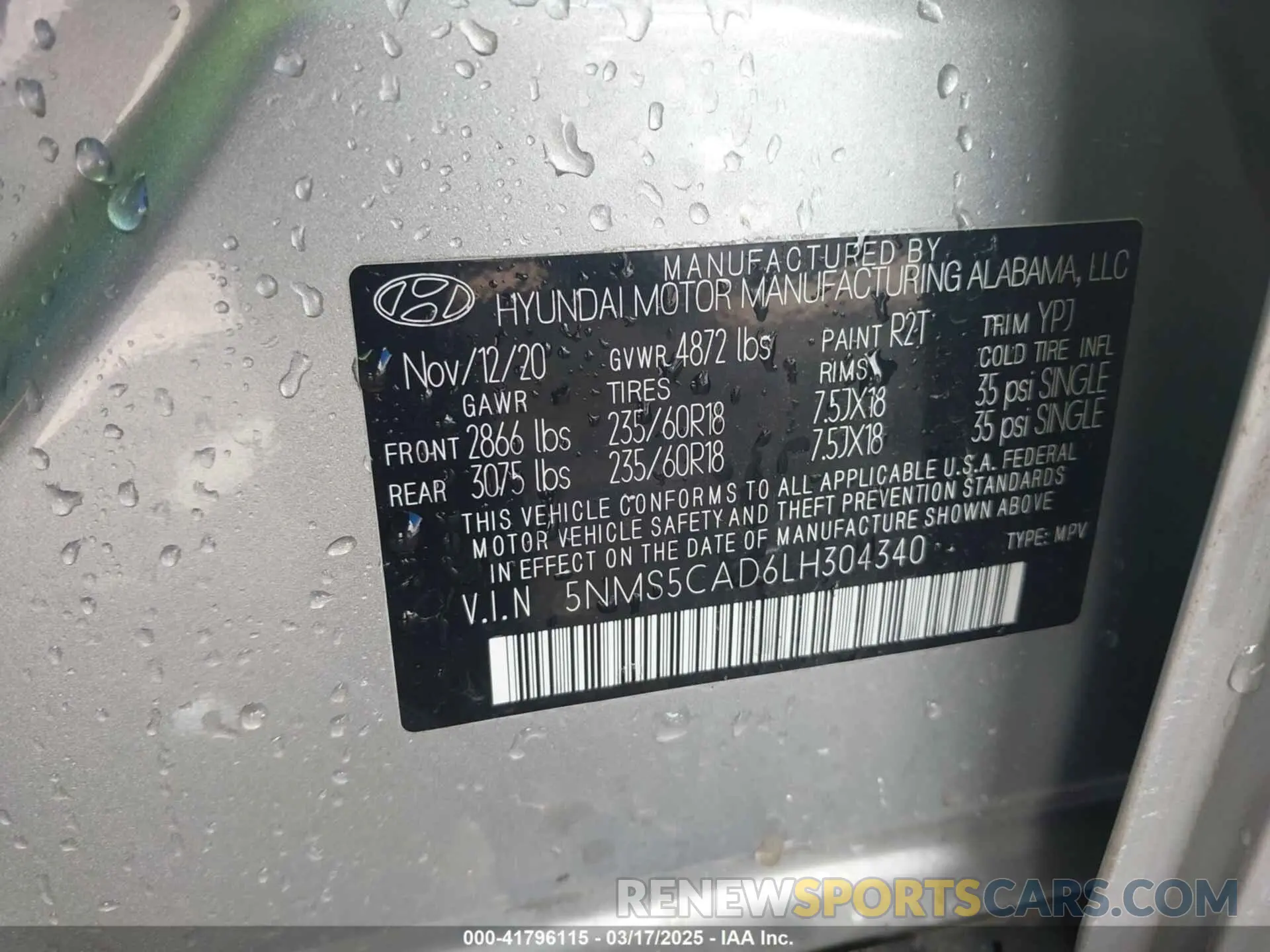 9 Фотография поврежденного автомобиля 5NMS5CAD6LH304340 HYUNDAI SANTA FE 2020