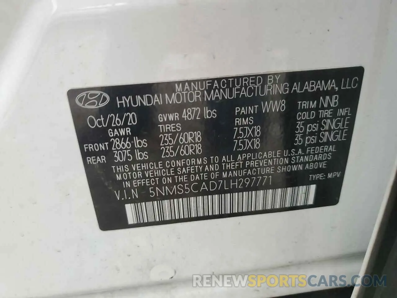 14 Фотография поврежденного автомобиля 5NMS5CAD7LH297771 HYUNDAI SANTA FE 2020