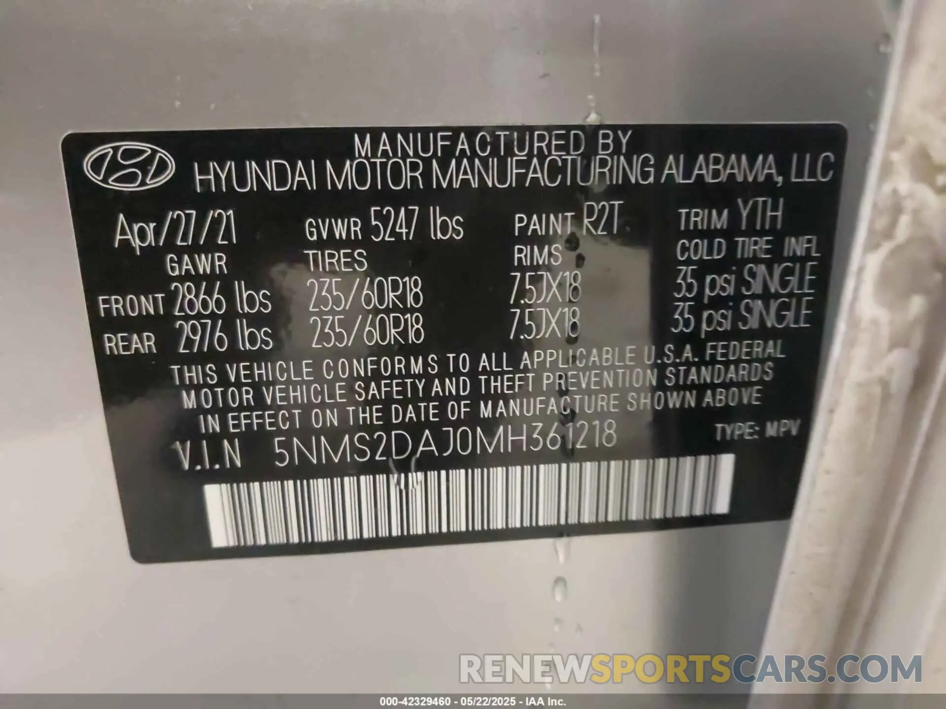 9 Photograph of a damaged car 5NMS2DAJ0MH361218 HYUNDAI SANTA FE 2021