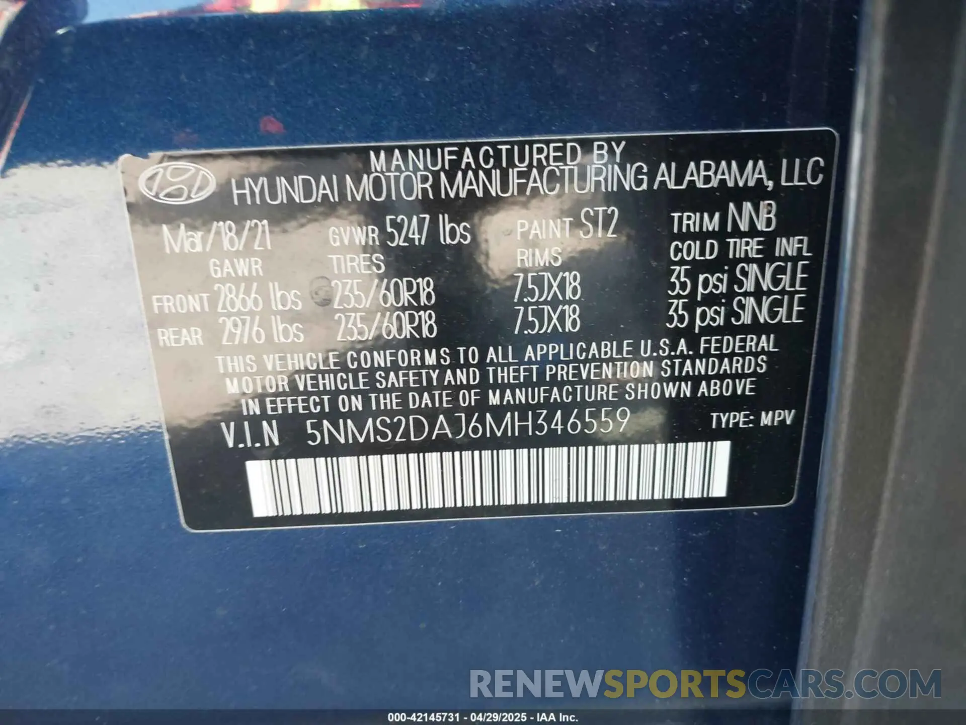 9 Photograph of a damaged car 5NMS2DAJ6MH346559 HYUNDAI SANTA FE 2021