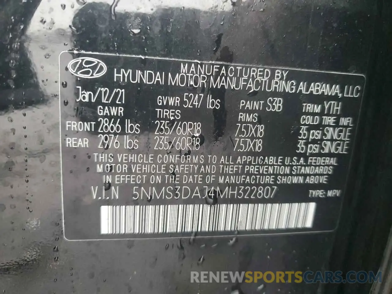 15 Photograph of a damaged car 5NMS3DAJ4MH322807 HYUNDAI SANTA FE 2021