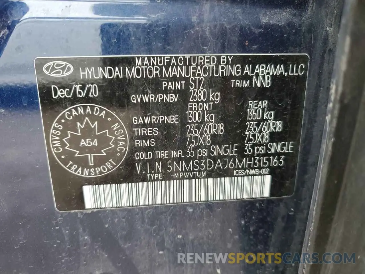 14 Фотография поврежденного автомобиля 5NMS3DAJ6MH315163 HYUNDAI SANTA FE 2021