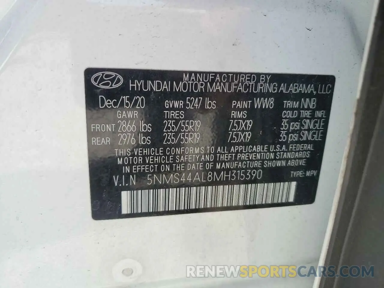 13 Photograph of a damaged car 5NMS44AL8MH315390 HYUNDAI SANTA FE 2021