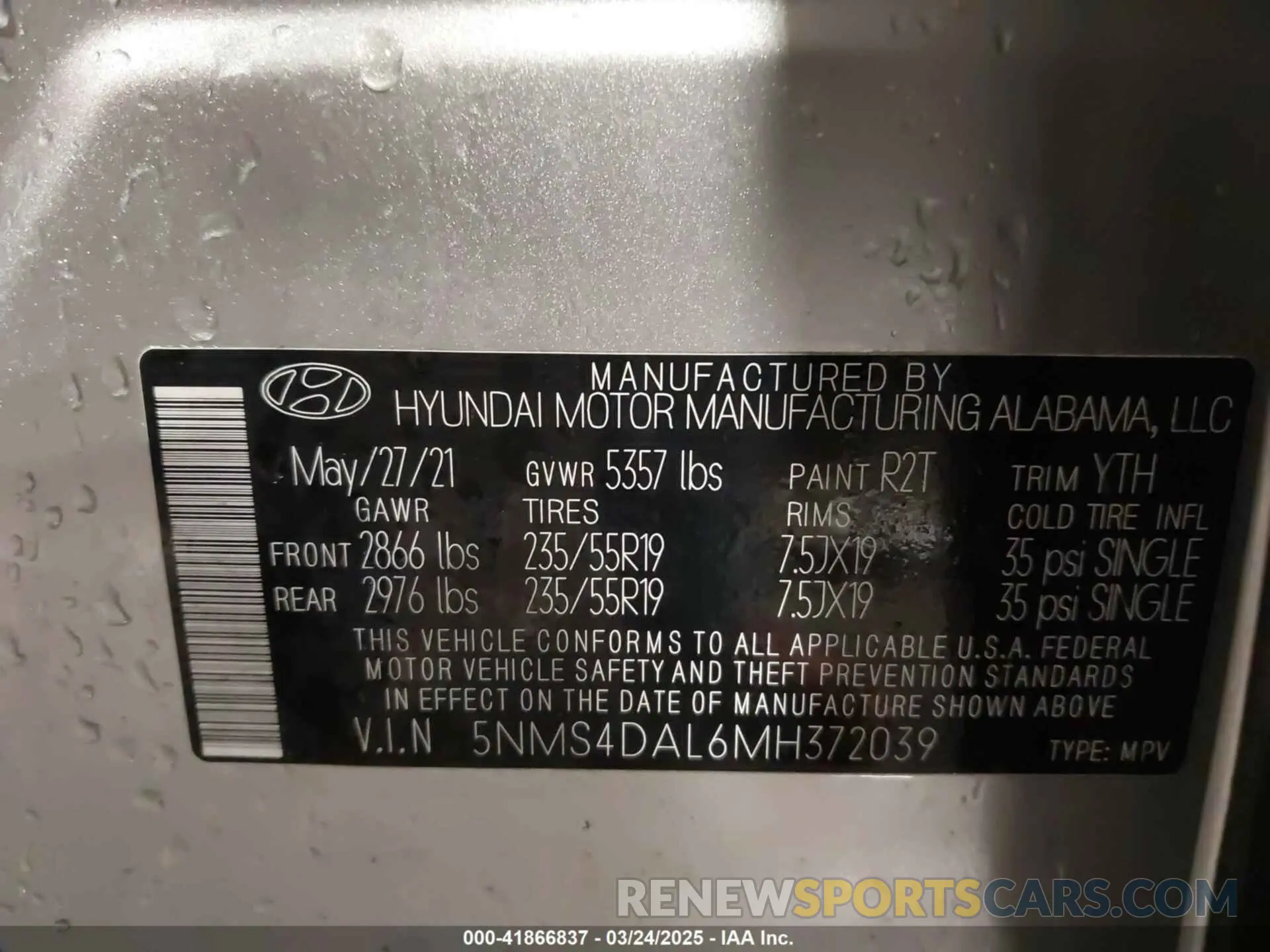 9 Photograph of a damaged car 5NMS4DAL6MH372039 HYUNDAI SANTA FE 2021