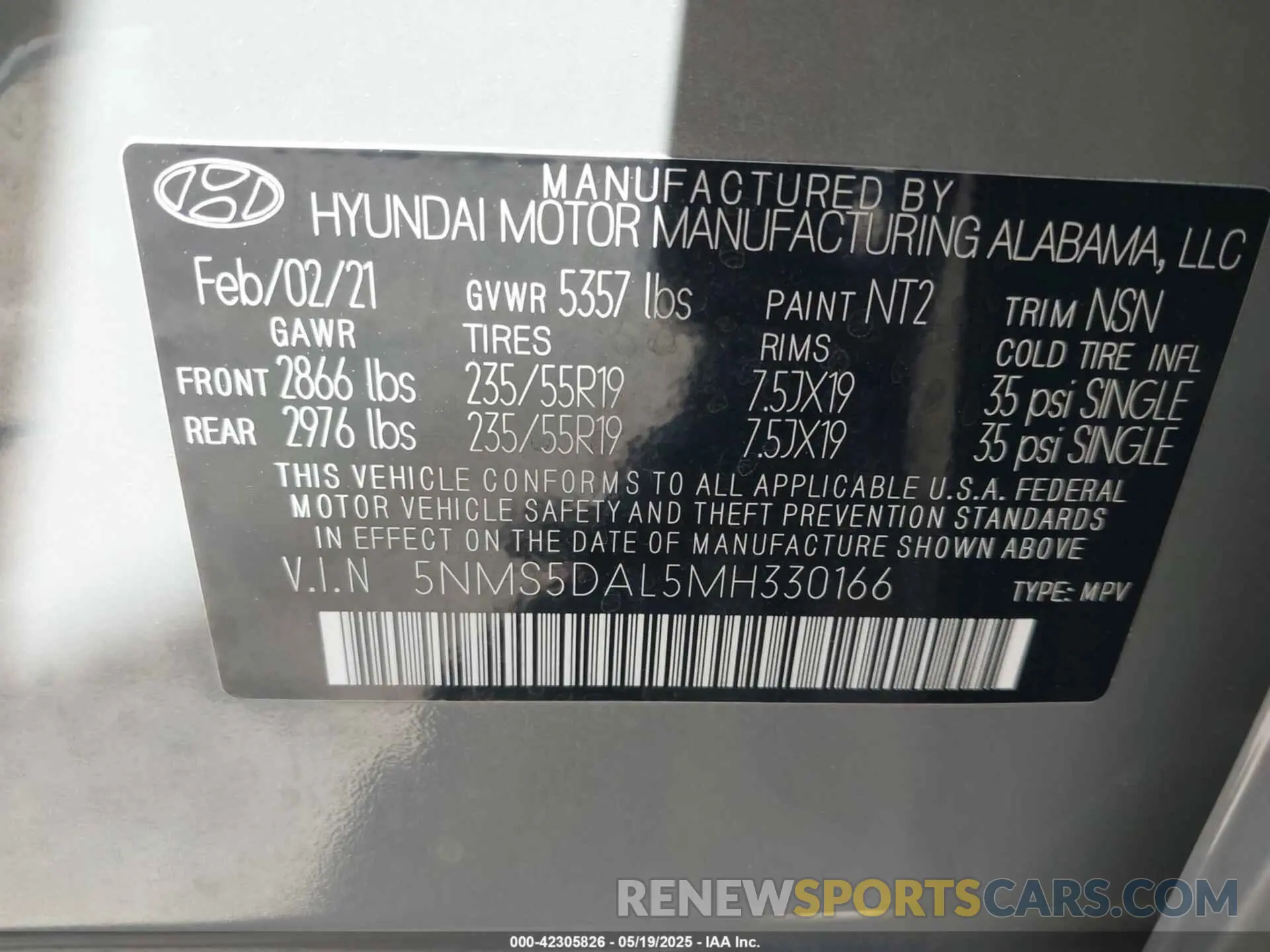 9 Photograph of a damaged car 5NMS5DAL5MH330166 HYUNDAI SANTA FE 2021