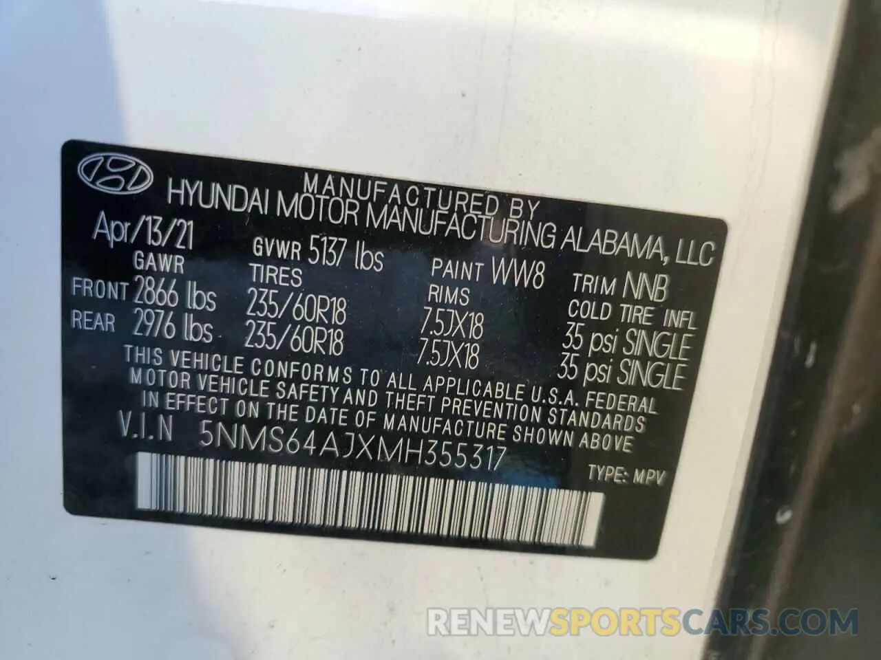 14 Photograph of a damaged car 5NMS64AJXMH355317 HYUNDAI SANTA FE 2021
