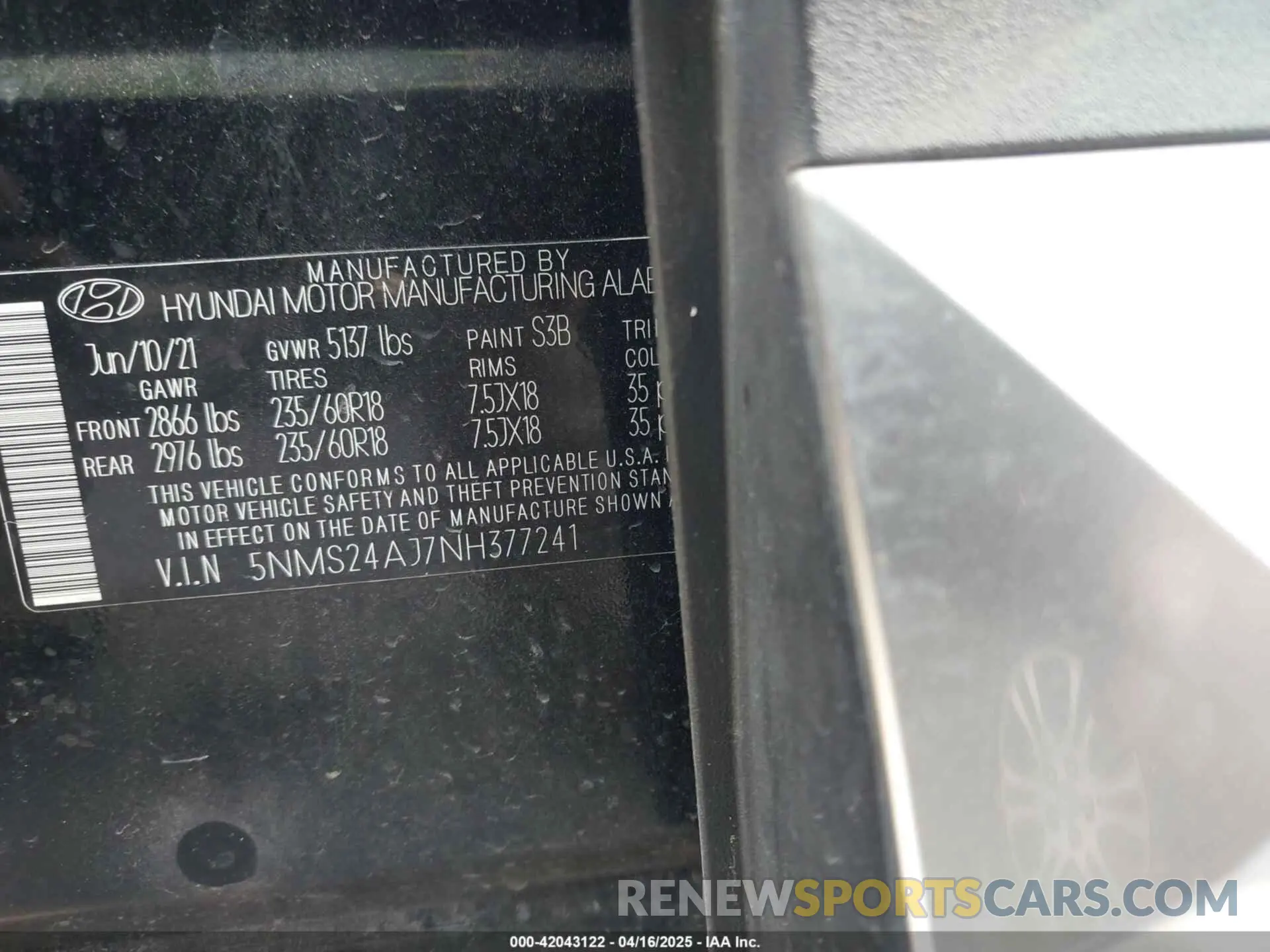 9 Фотография поврежденного автомобиля 5NMS24AJ7NH377241 HYUNDAI SANTA FE 2022