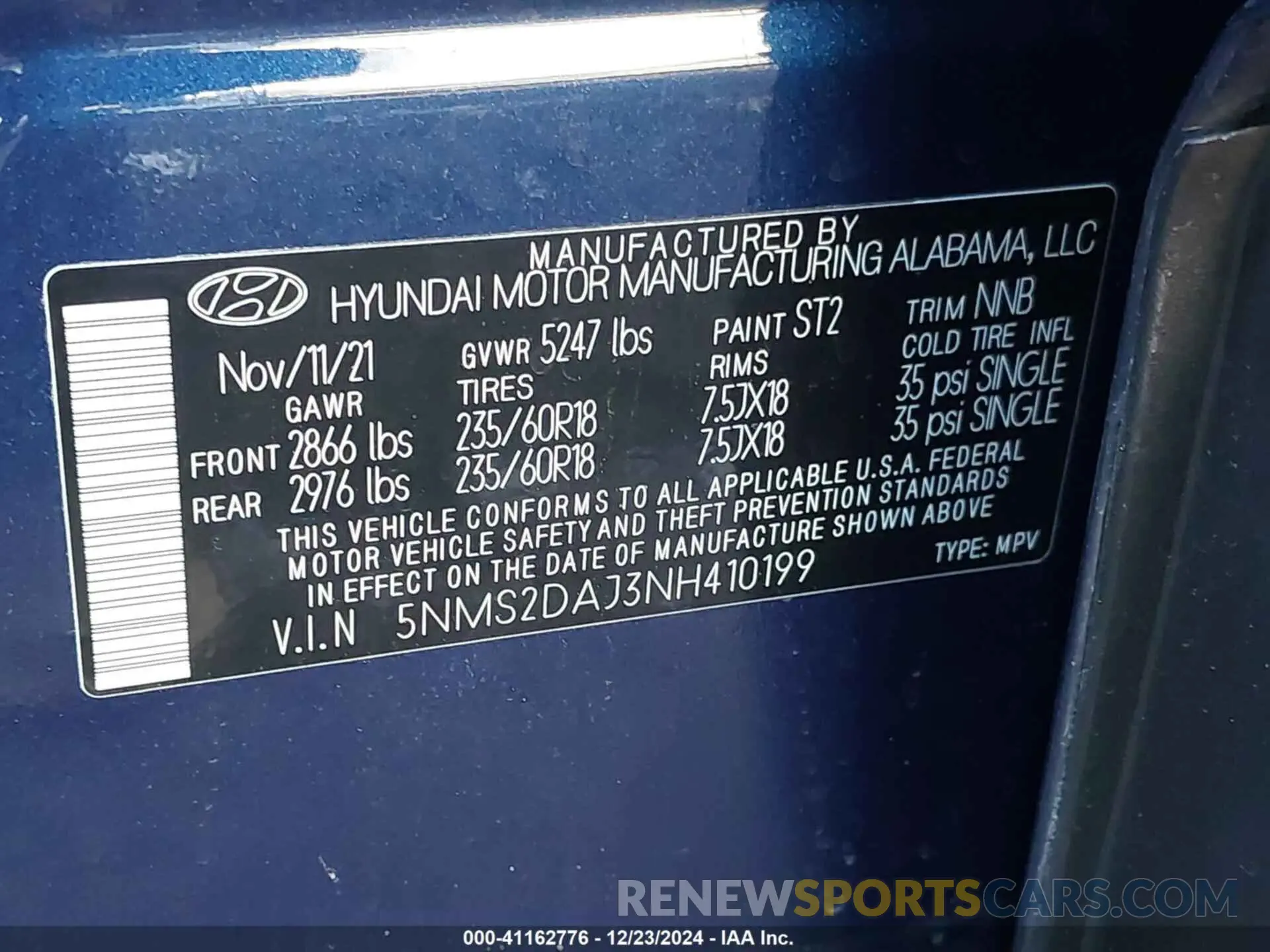 9 Фотография поврежденного автомобиля 5NMS2DAJ3NH410199 HYUNDAI SANTA FE 2022