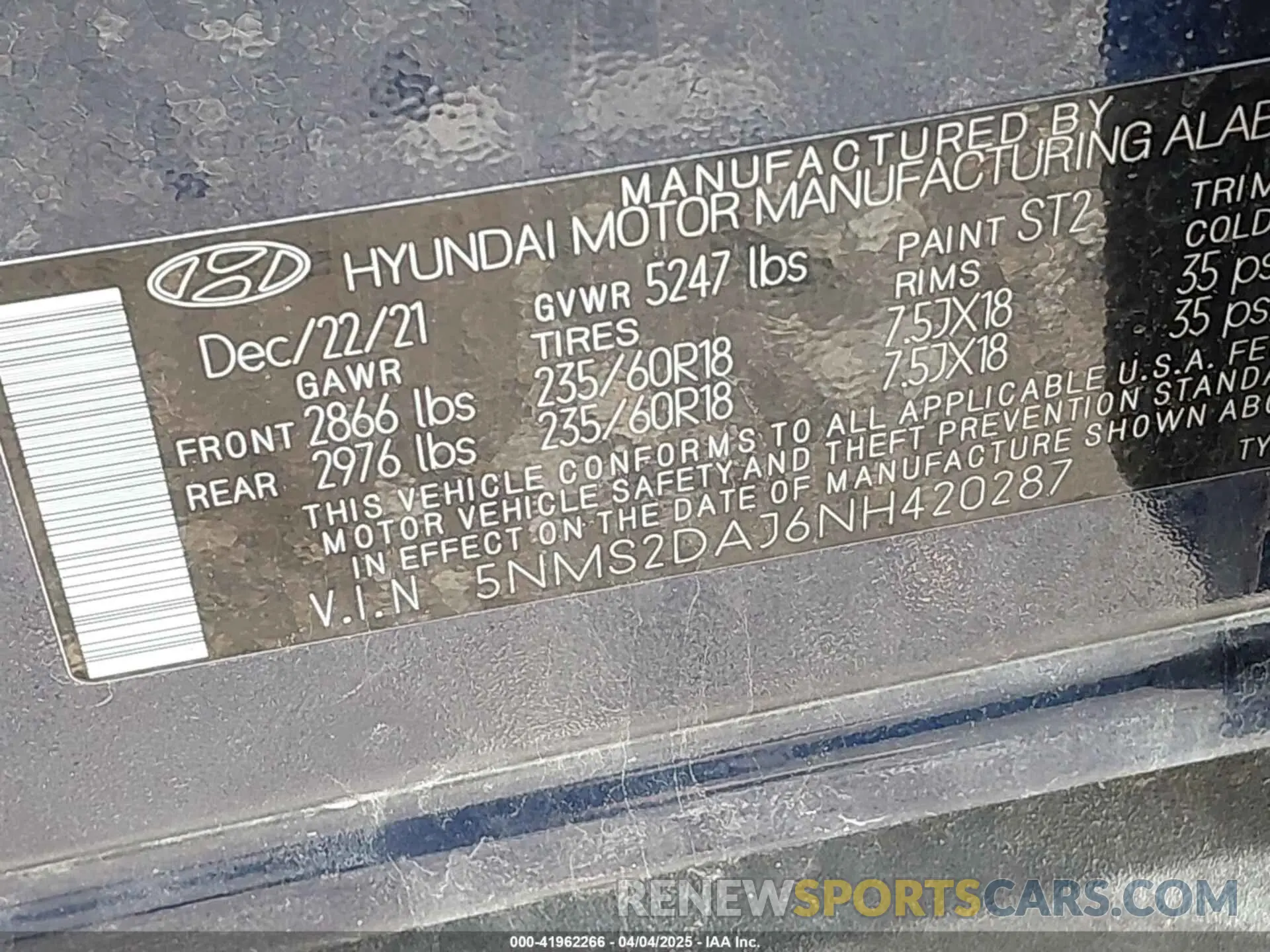 9 Фотография поврежденного автомобиля 5NMS2DAJ6NH420287 HYUNDAI SANTA FE 2022