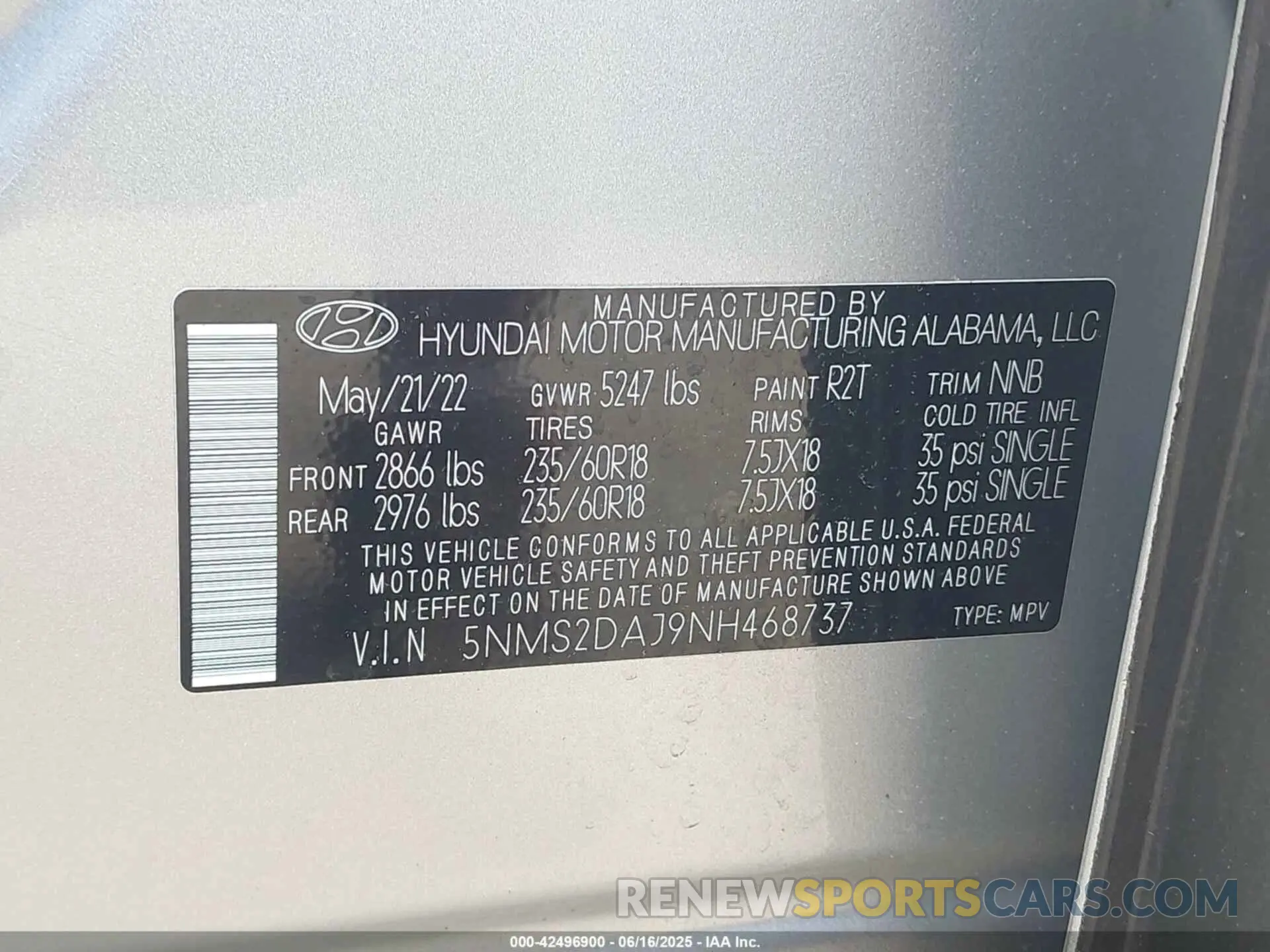 9 Фотография поврежденного автомобиля 5NMS2DAJ9NH468737 HYUNDAI SANTA FE 2022