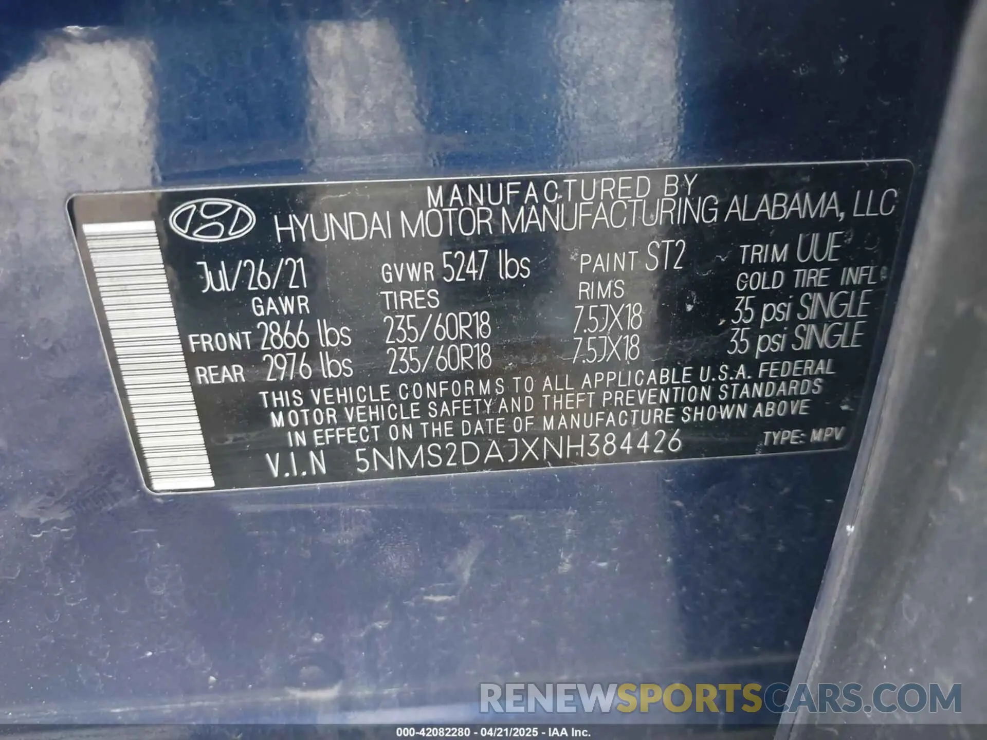 9 Фотография поврежденного автомобиля 5NMS2DAJXNH384426 HYUNDAI SANTA FE 2022