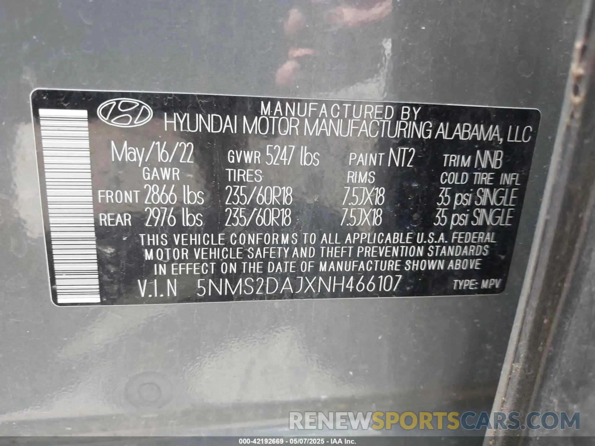 9 Photograph of a damaged car 5NMS2DAJXNH466107 HYUNDAI SANTA FE 2022