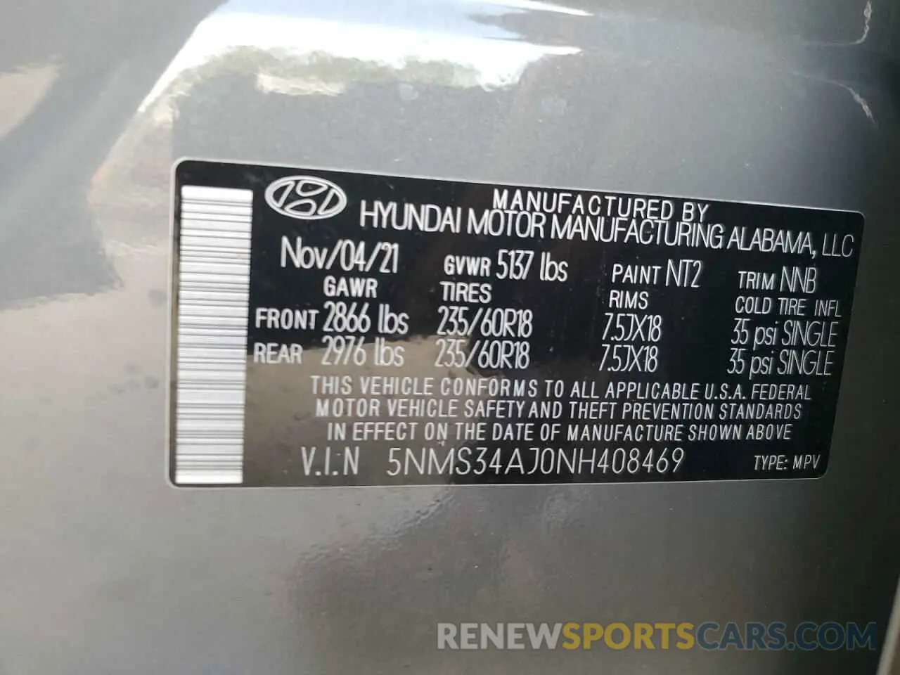 13 Фотография поврежденного автомобиля 5NMS34AJ0NH408469 HYUNDAI SANTA FE 2022